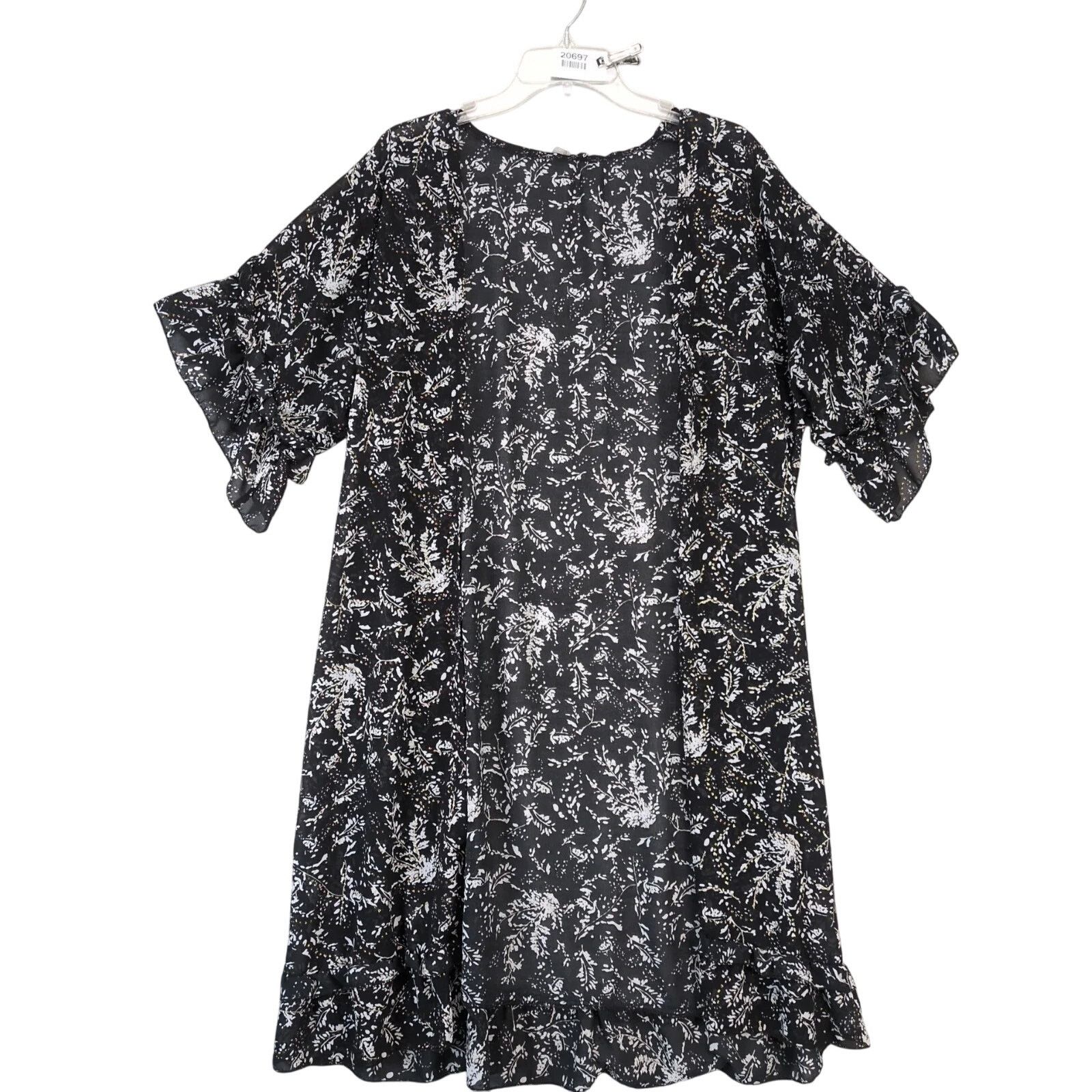Other Laon Black Floral Print Sheer Long Kimono Open Cardigan XL Size XL / US 12-14 / IT 48-50 - 1 Thumbnail