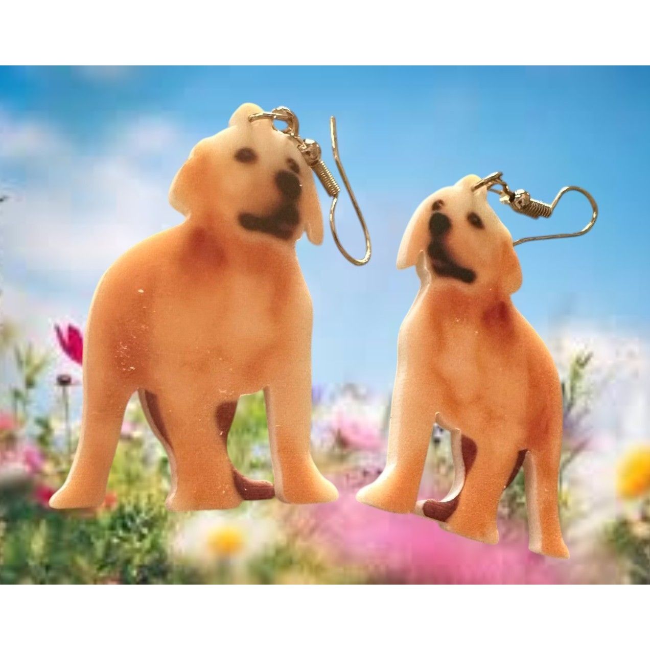 Handmade Golden Retriever Earrings Dangle Hooks Animal Rescue Dogs Ne Size ONE SIZE - 3 Thumbnail