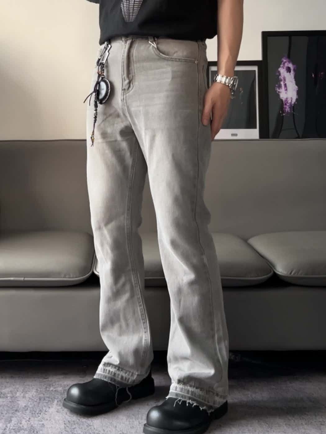 urban yuppie washed faded flared jeans