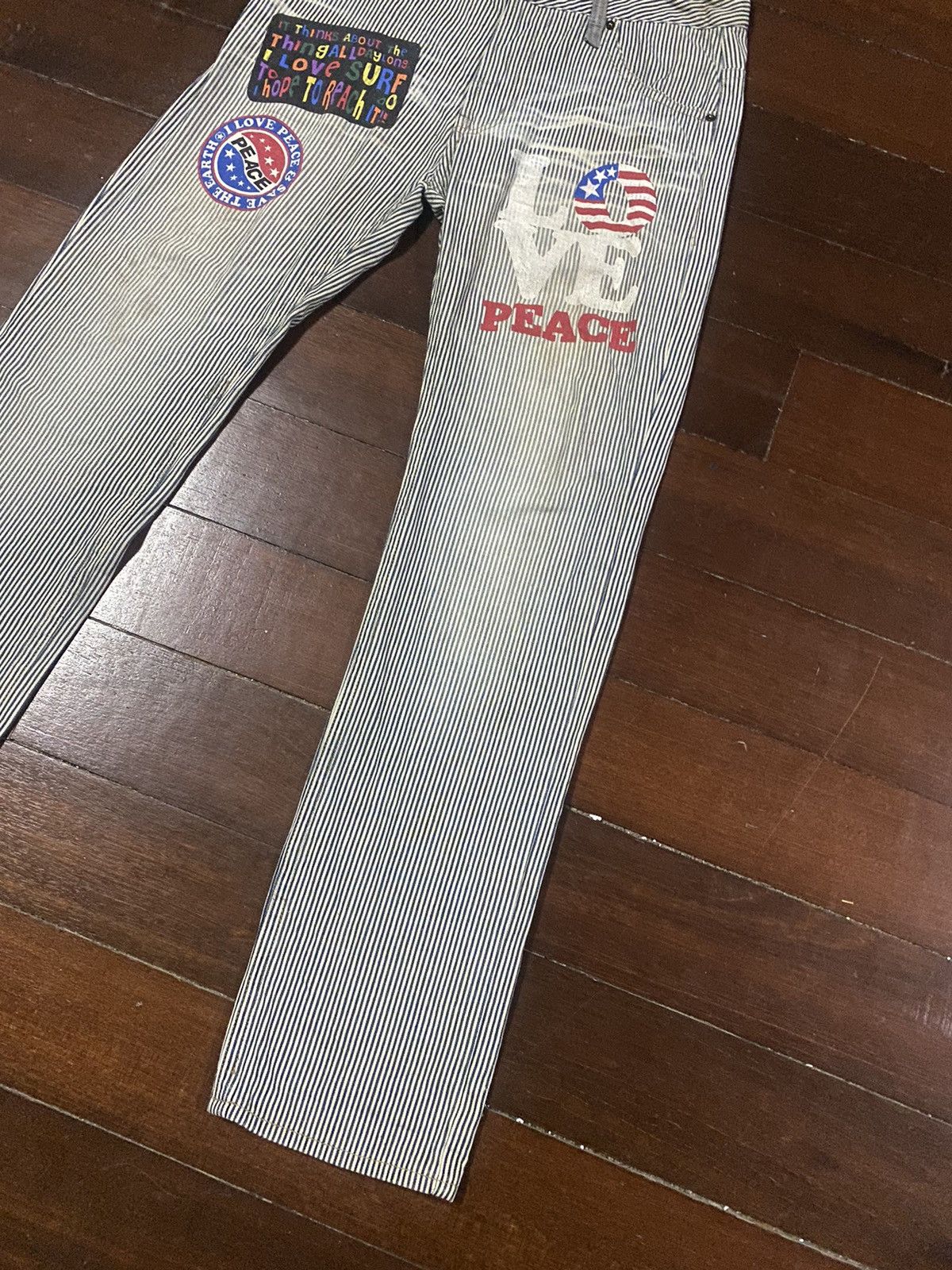 If Six Was Nine FIRE 🔥 CLONE Hickory I LOVE PEACE ☮️ SURF Japan Denim Jeans Size US 34 / EU 50 - 4 Thumbnail