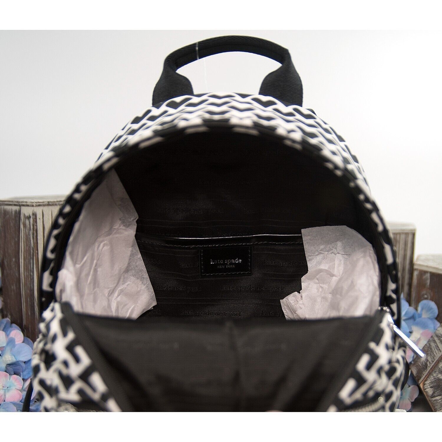 Kate Spade Kate Spade Sam Icon Black White Heart Nylon Jacquard Small B Size ONE SIZE - 7 Thumbnail