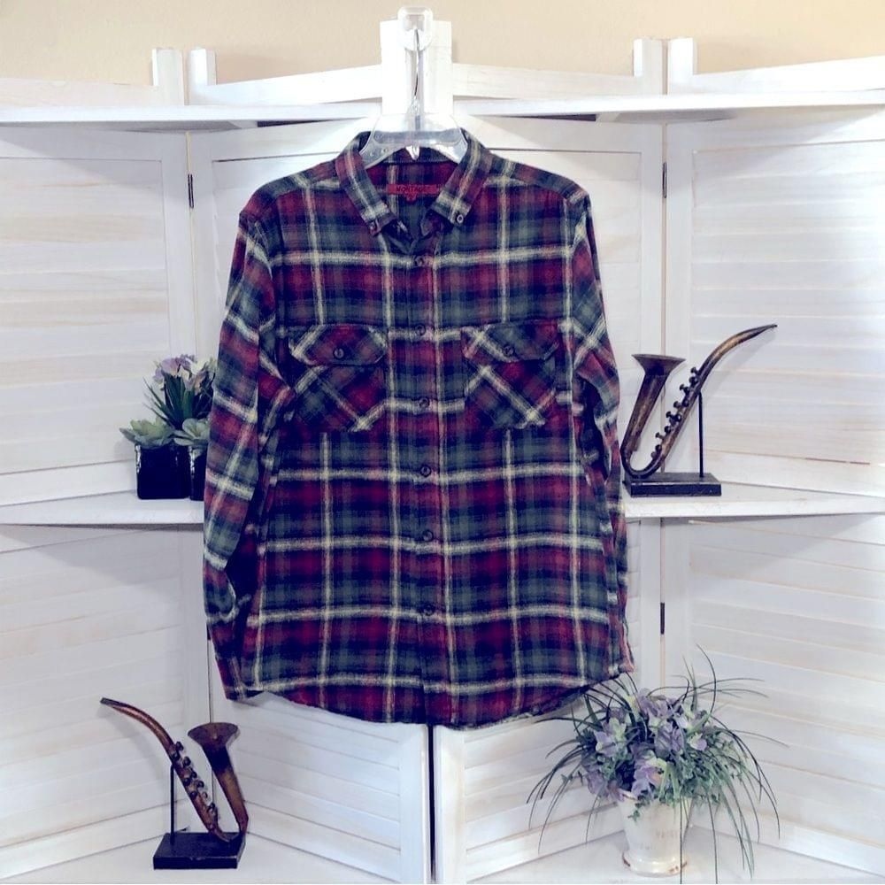 Other green plaid flannel fleece lumberjack button down shirt sz M Size US M / EU 48-50 / 2 - 1 Thumbnail