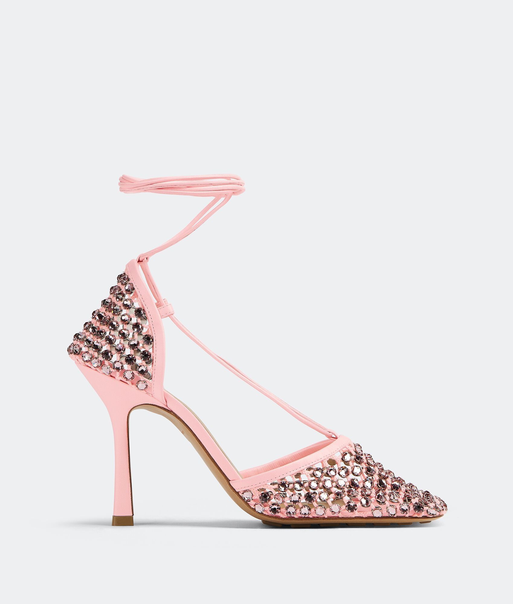 Bottega Veneta sparkle stretch lace-up sandal pink Size US 10 / IT 40 - 1 Thumbnail
