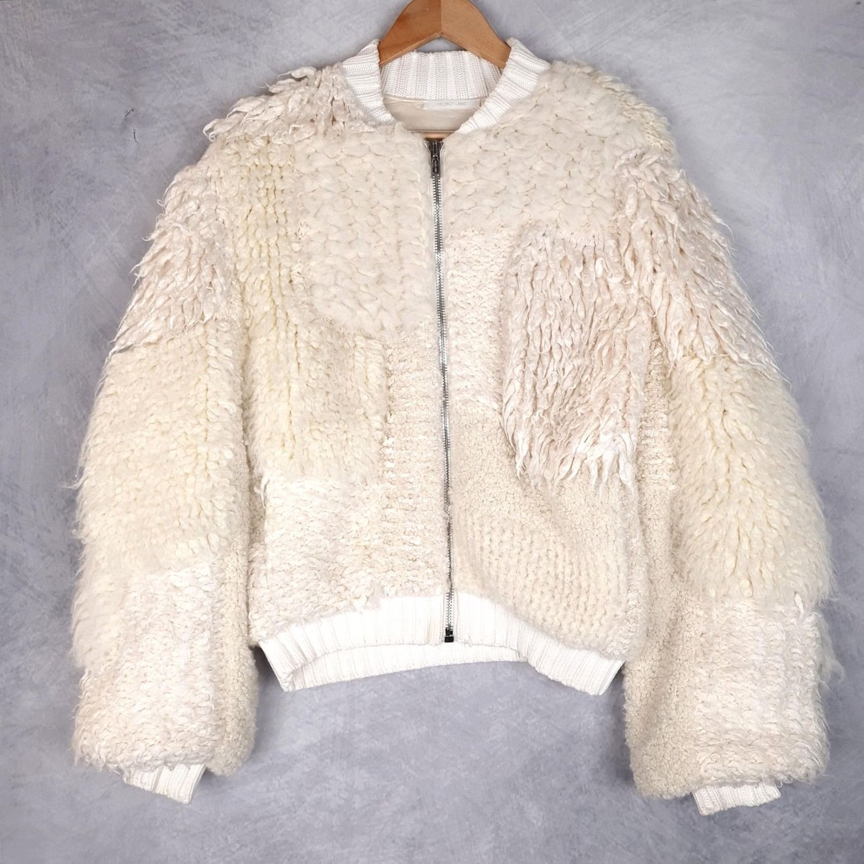 Helmut Lang VINTAGE Helmut Lang Jacket Womens XS White Shearling Wool Bomber Zip Size XS / US 0-2 / IT 36-38 - 5 Thumbnail