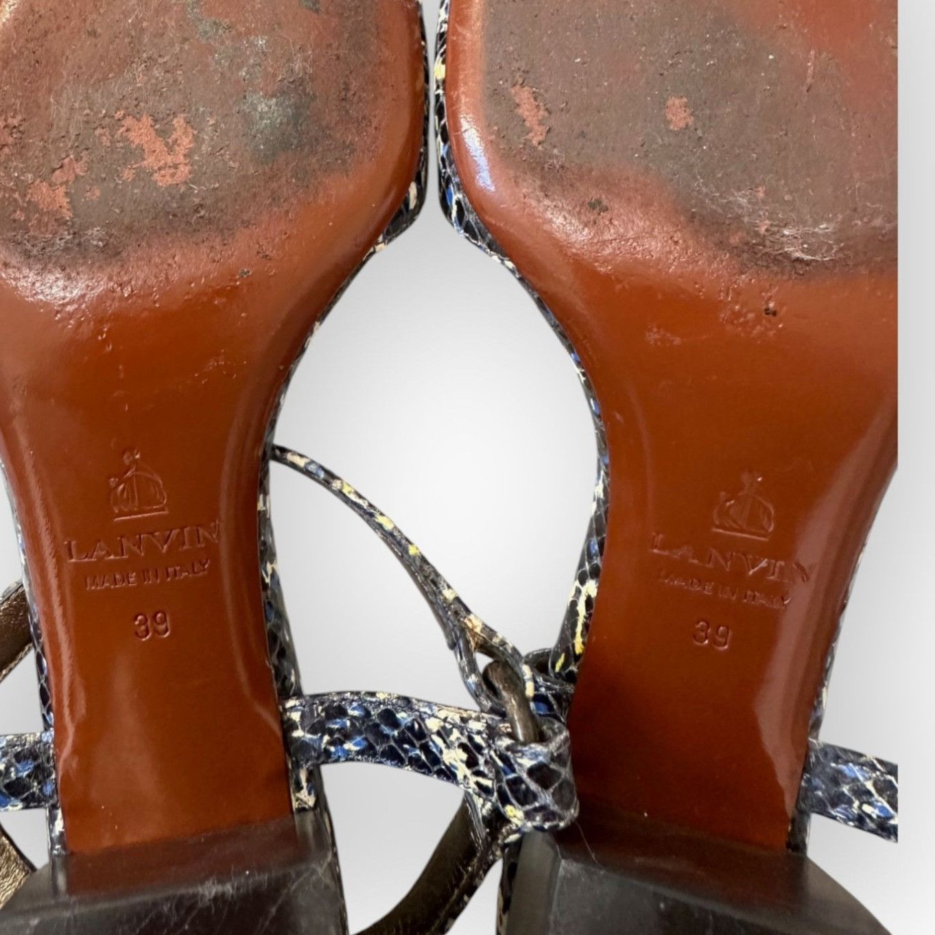 Lanvin Lanvin Paris Italian Snakeskin Block Heel Sandals in Box, S Size US 9 / IT 39 - 9 Thumbnail