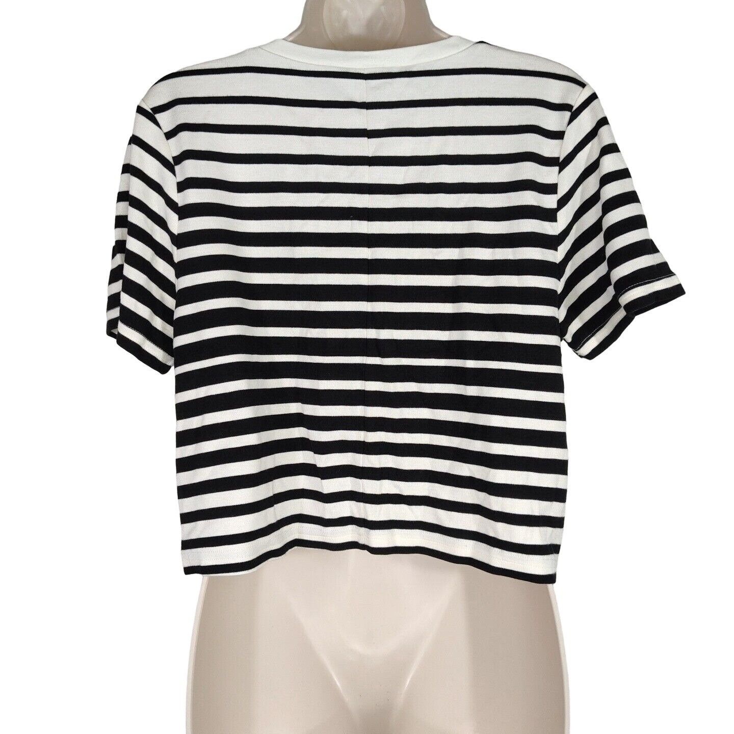 Forever 21 Forever 21 Crop Knit Top Crew Neck Size 1X Black Striped Size XL / US 12-14 / IT 48-50 - 3 Thumbnail