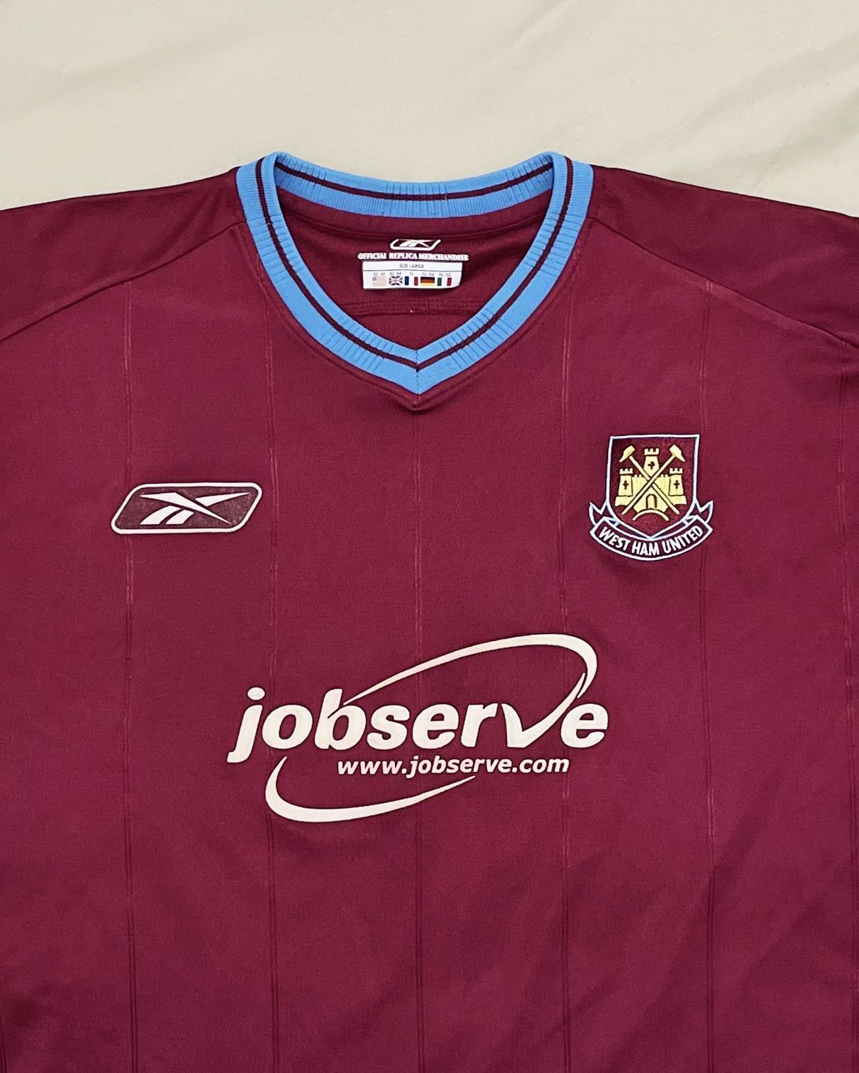 Reebok West Ham United Home Kit 2003 2004 2005 Size US L / EU 52-54 / 3 - 3 Thumbnail