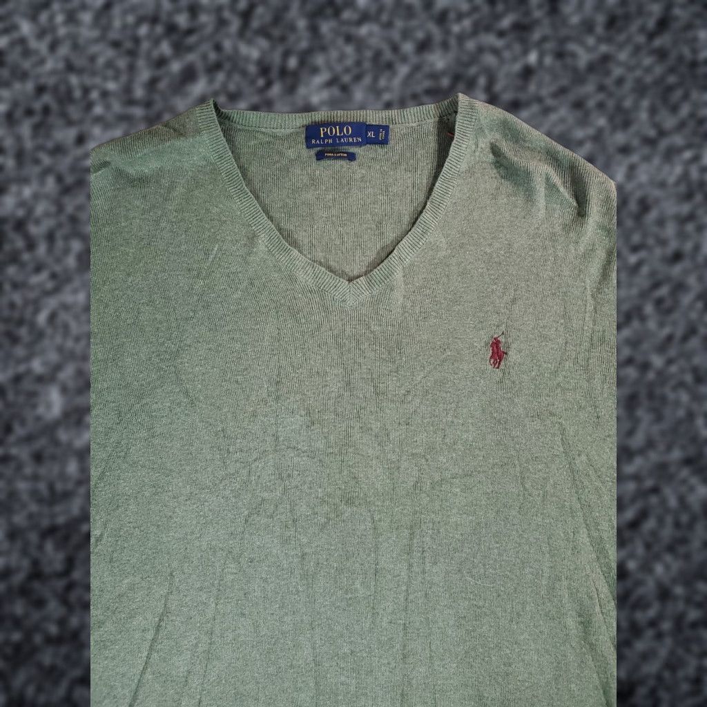 Polo Ralph Lauren VINTAGE Polo Ralph Lauren Signature 100% Pima Cotton Sweater Mens XL Green V-Neck Pullover Long Sleeve Knit Size US XL / EU 56 / 4 - 1 Thumbnail