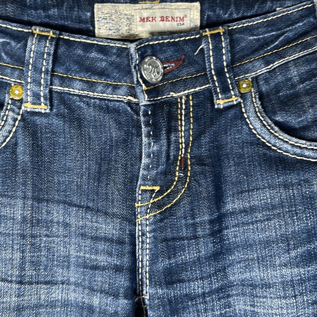 Denime Mek Denim USA San Diego Jeans W28 L34 Heavy Stitching Women Jeans Bootcut Blue USA Theme Size 28" / US 6 / IT 42 - 3 Thumbnail