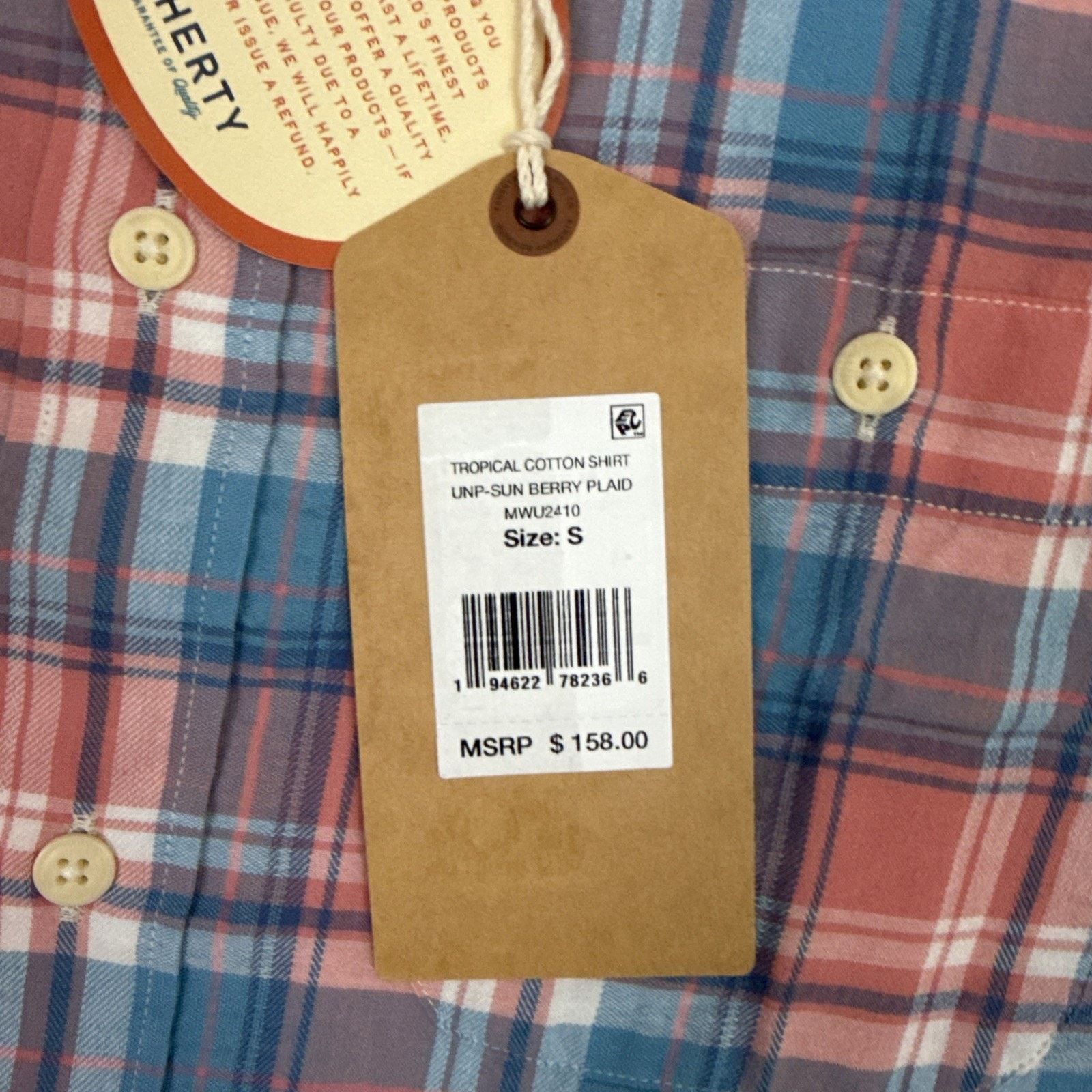 Faherty Faherty Mens S Shirt Tropical Cotton Plaid Long Sleeve Size US S / EU 44-46 / 1 - 8 Thumbnail