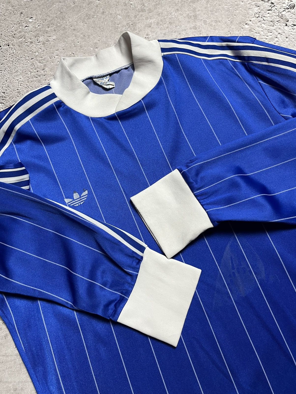 Adidas × Vintage Vntg Adidas Ventex Jersey Made in Tunisia Blue Striped Shirt Size US L / EU 52-54 / 3 - 9 Thumbnail
