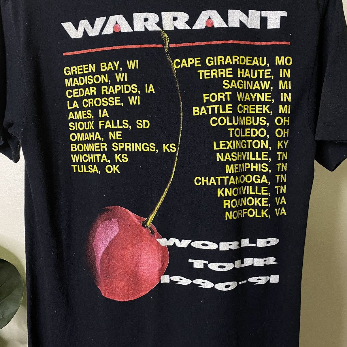 Band Tees × Vintage 1990s Warrant American Glam Metal Band Cherry Pie World Tour Size US S / EU 44-46 / 1 - 6 Thumbnail