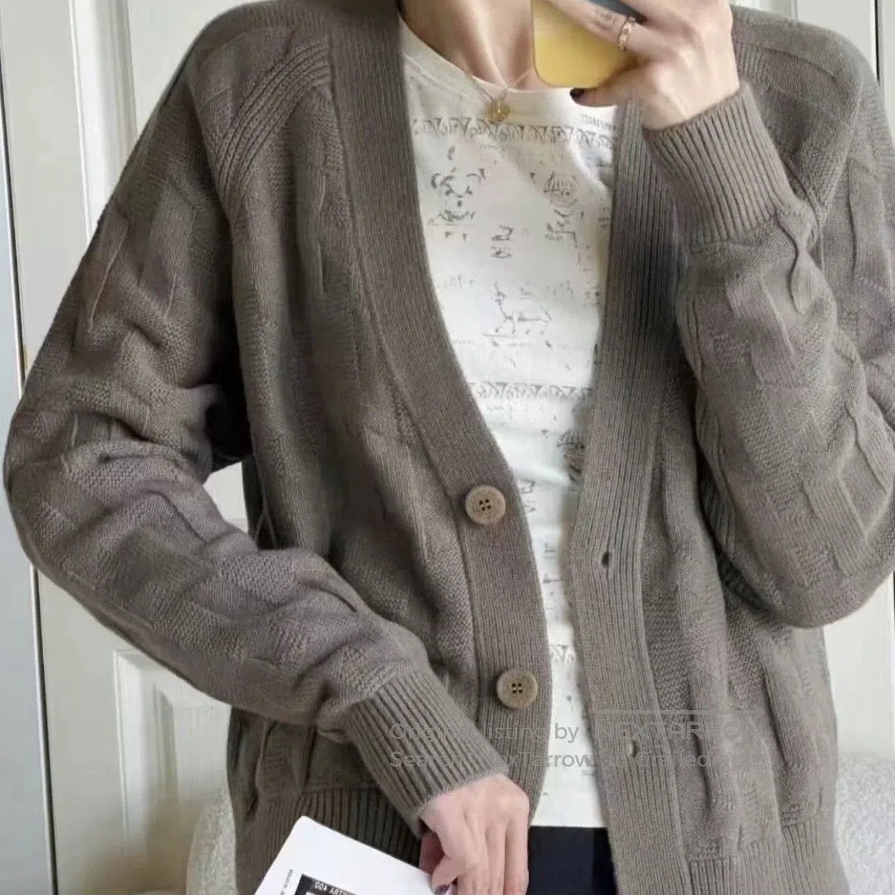 Hermes Hermes 25SS Gray Patterned Cardigan. Size US S / EU 44-46 / 1 - 7 Thumbnail