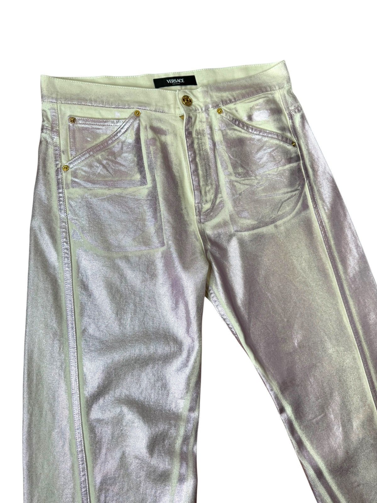 Versace Versace White Jeans Purple Laminate Size US 32 / EU 48 - 2 Thumbnail