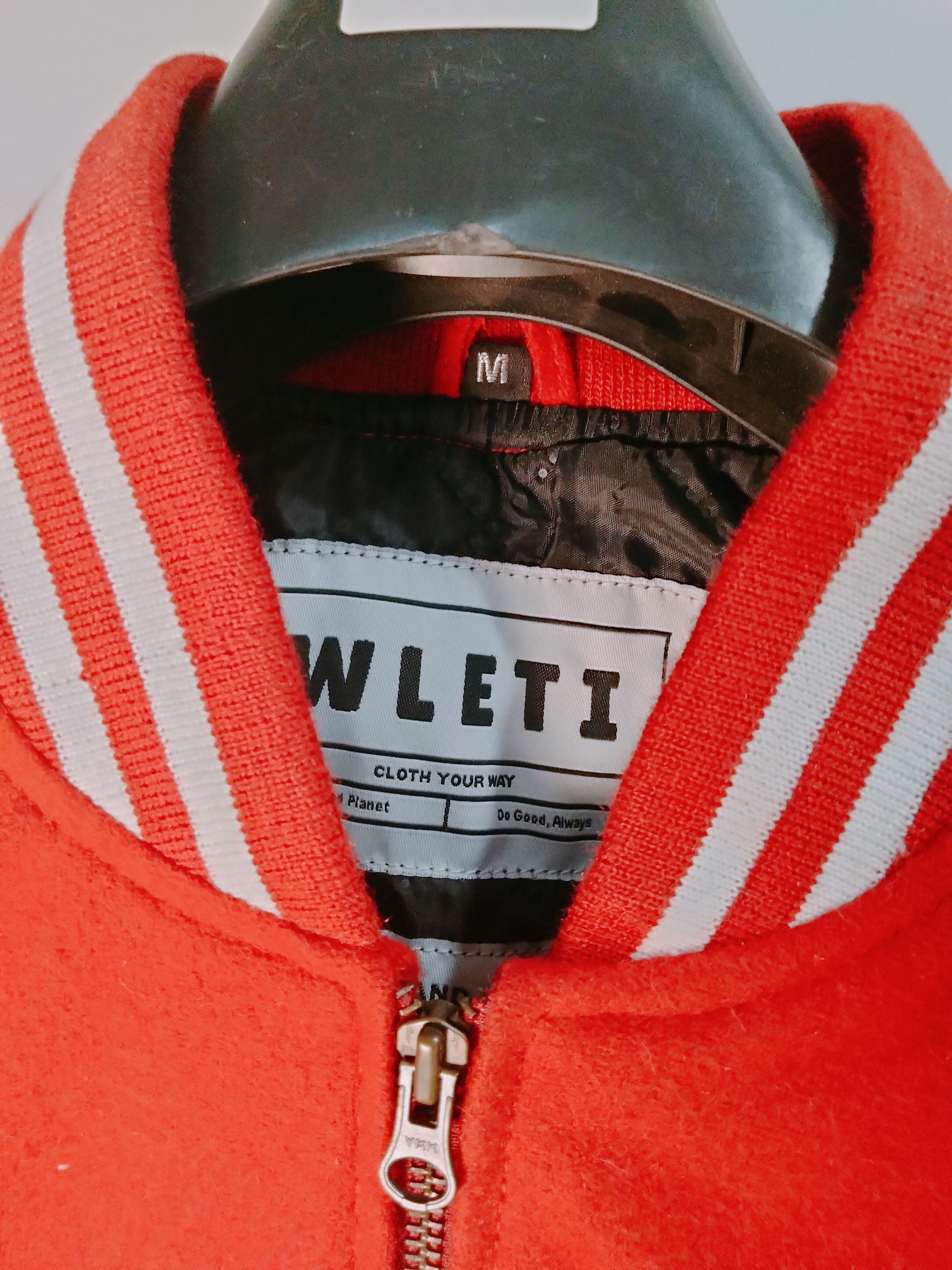 Vintage WLETI Red & Light Cream Varsity Jacket with Leather Sleeves Size US M / EU 48-50 / 2 - 2 Thumbnail