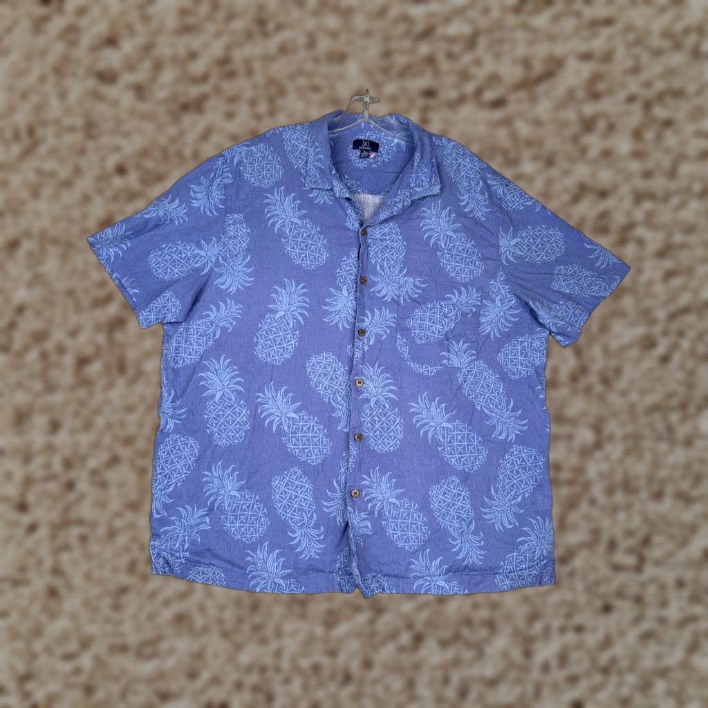 George George Shirt Adult XL Blue Pineapple Floral Button Hawaiian Rayon READ Size US XL / EU 56 / 4 - 1 Thumbnail