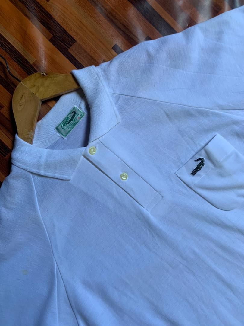 Vintage E34 Vintage 80’s Crocodile WHITE POLO SINGE STICH Size US L / EU 52-54 / 3 - 5 Thumbnail