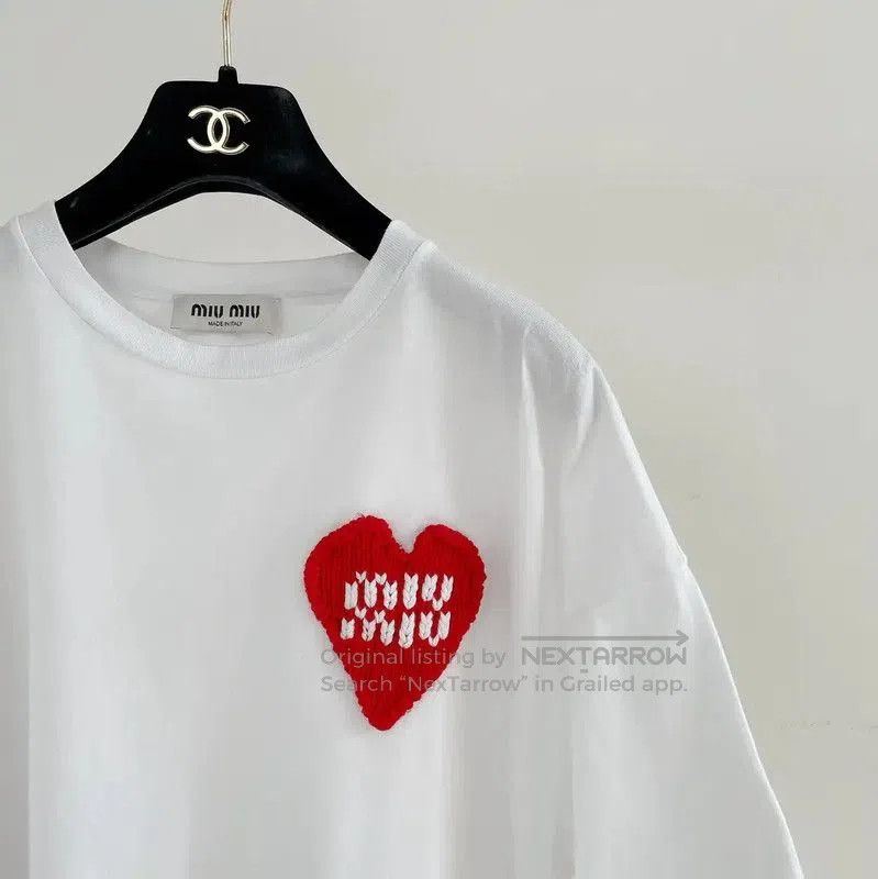 Miu Miu Miu Miu White Cotton Short Sleeve Tee . Size S / US 4 / IT 40 - 3 Thumbnail