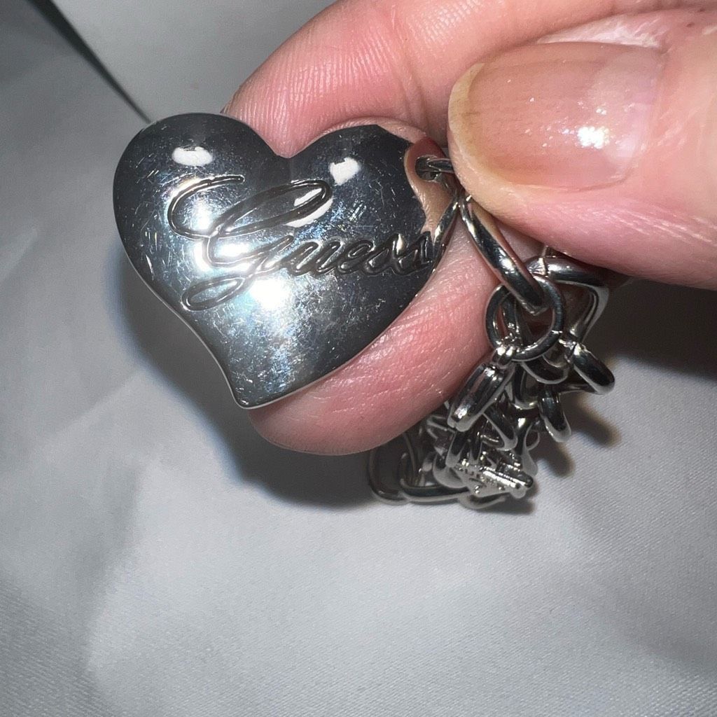 Guess Guess Silver Tone and Black Crystal Heart Size ONE SIZE - 6 Thumbnail