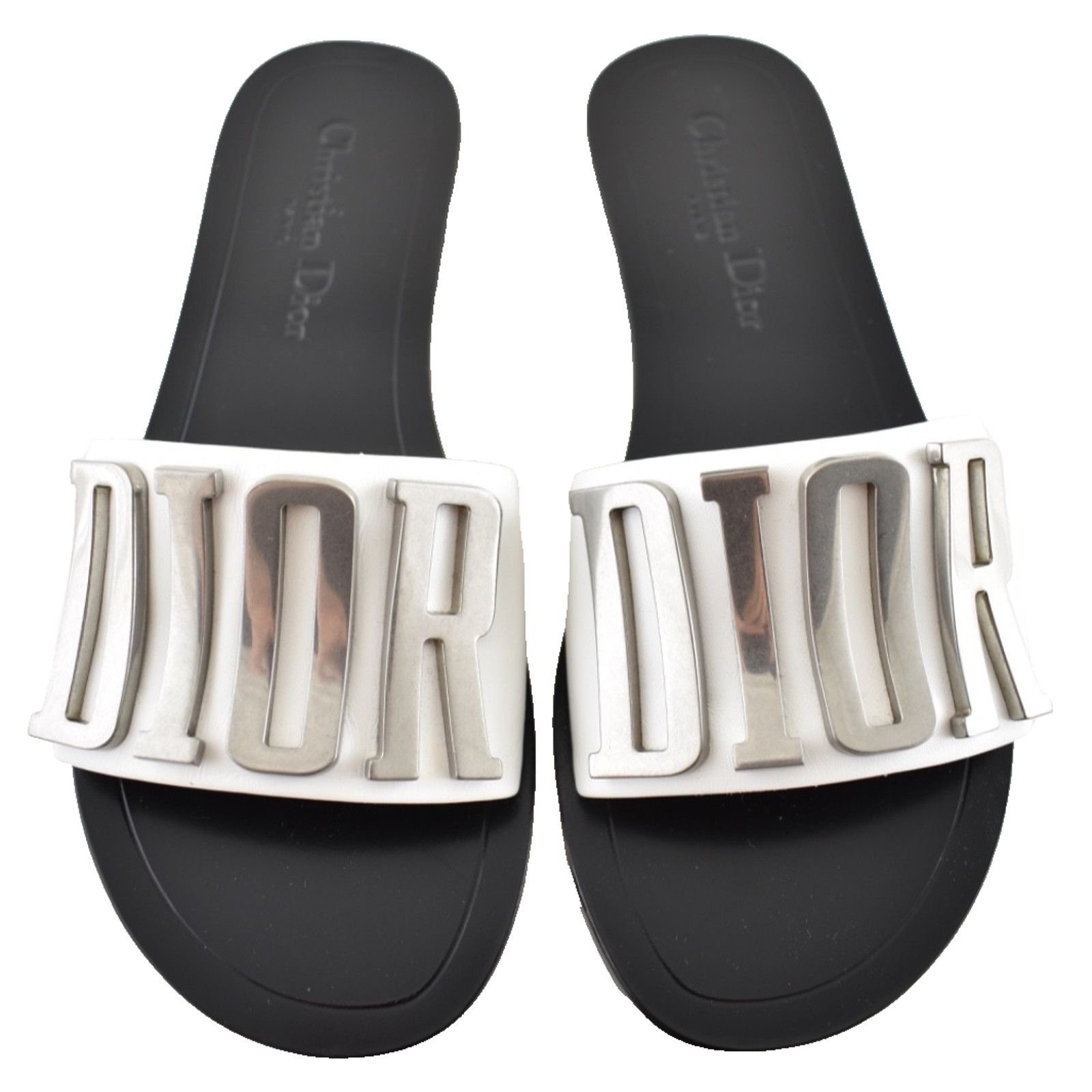 Dior Christian Dior Diorevolution White Silver Metal Logo Slide Size US 6.5 / IT 36.5 - 1 Thumbnail