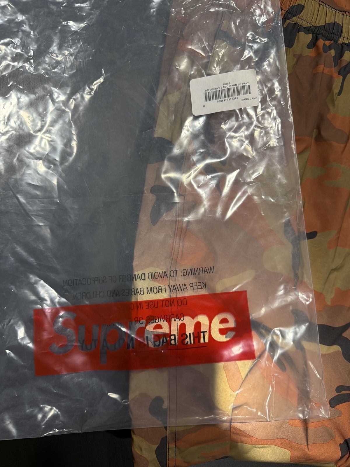 Supreme M) Supreme Reflective Orange Camo NEW warm up pants M Size US 30 / EU 46 - 4 Thumbnail