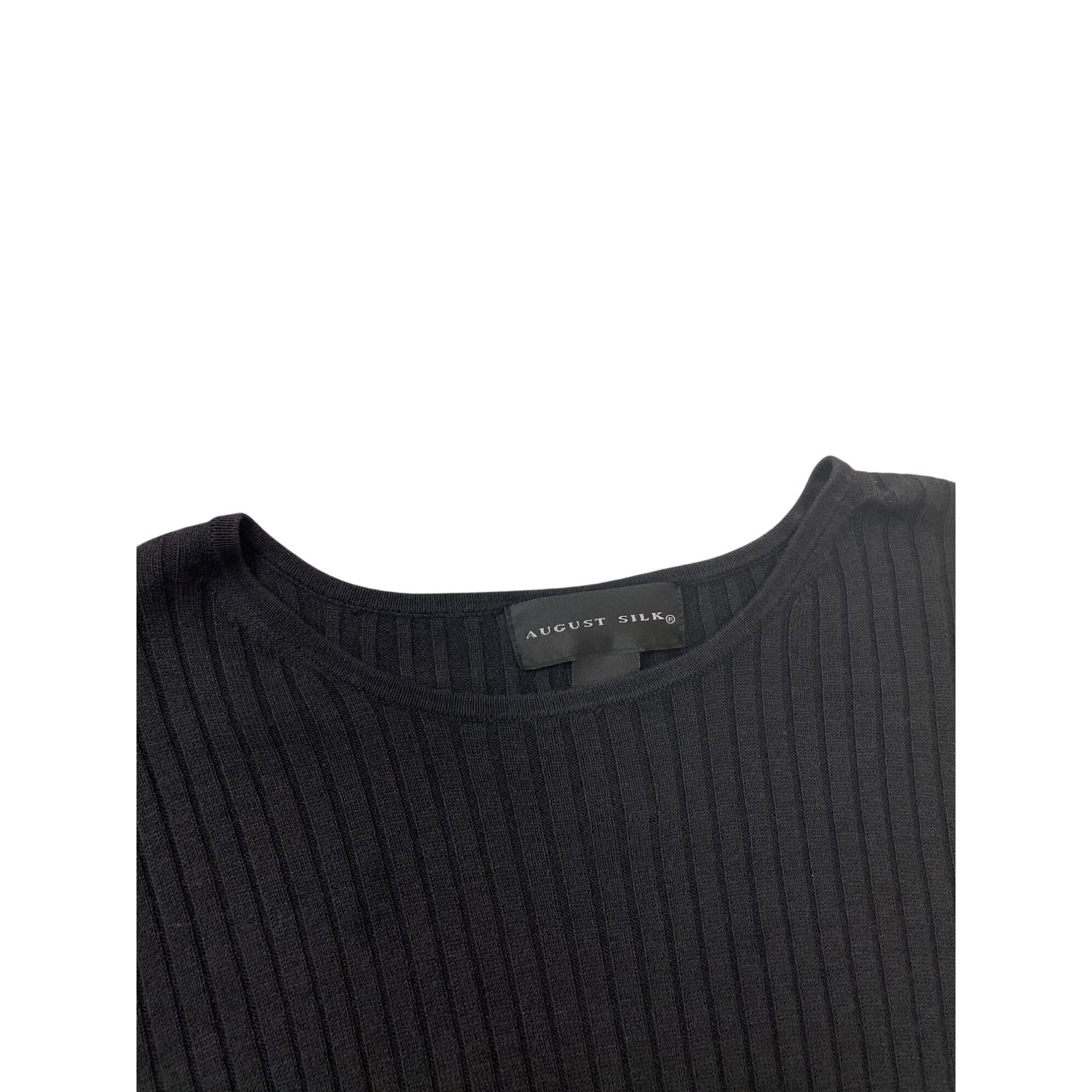 Other August Silk Womens Black Ribbed 100% Silk Crew Neck shirt To Size XL / US 12-14 / IT 48-50 - 3 Thumbnail