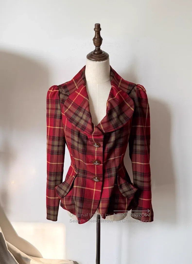 Vivienne Westwood Vivienne Westwood Red Plaid Heart Neckline Blazer Jacket Size L / US 10 / IT 46 - 1 Thumbnail