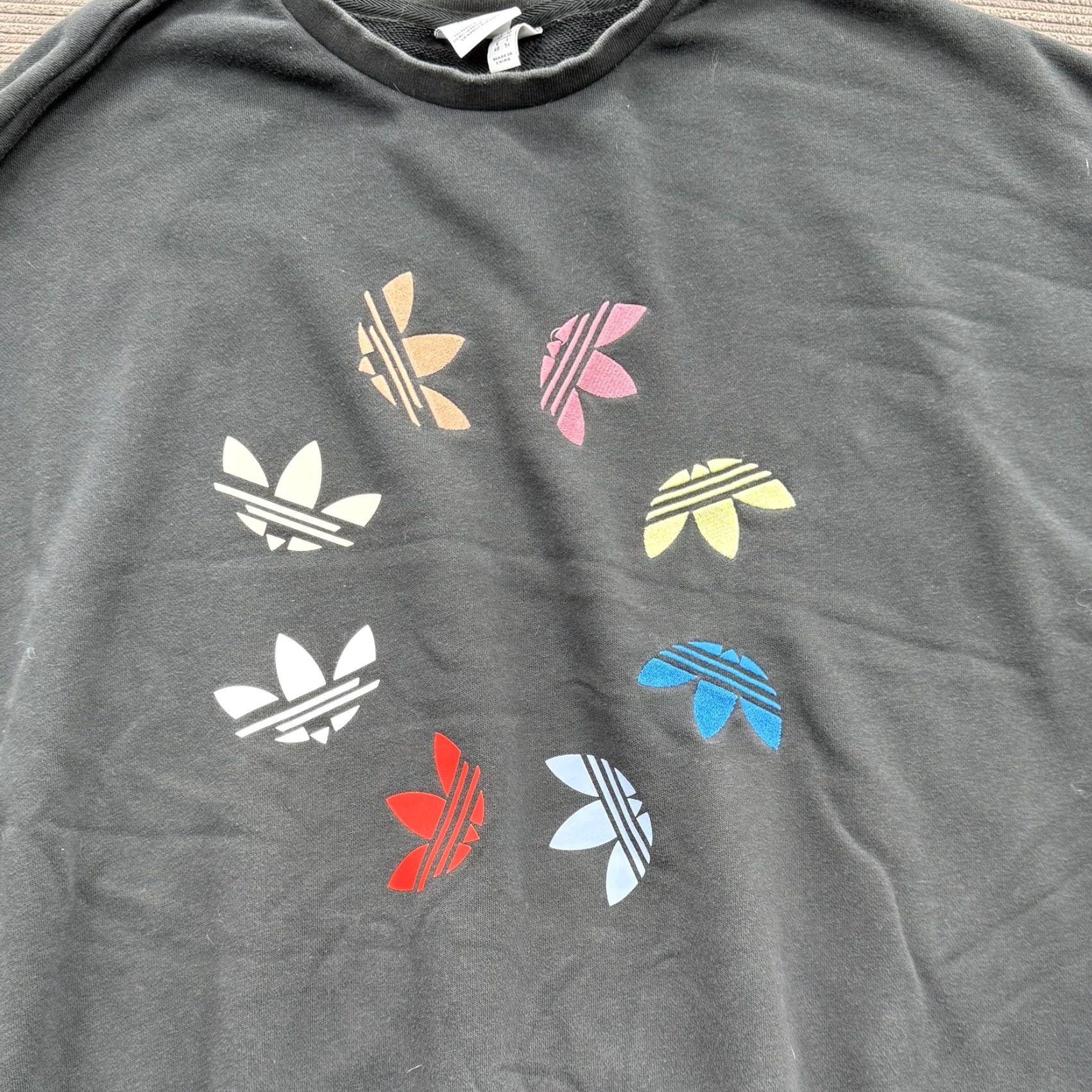 Adidas Adidas Sweatshirt Mens XL Black Multicolor Trefoil Crewneck Pullover Logo Casual Size US XL / EU 56 / 4 - 7 Thumbnail