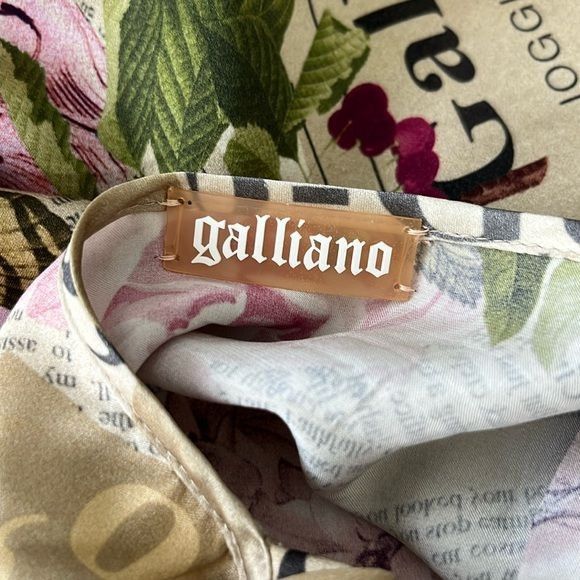 John Galliano × Vintage VTG John Galliano Gazette Newspaper Floral Dress Silk Italy Size M / US 6-8 / IT 42-44 - 8 Thumbnail
