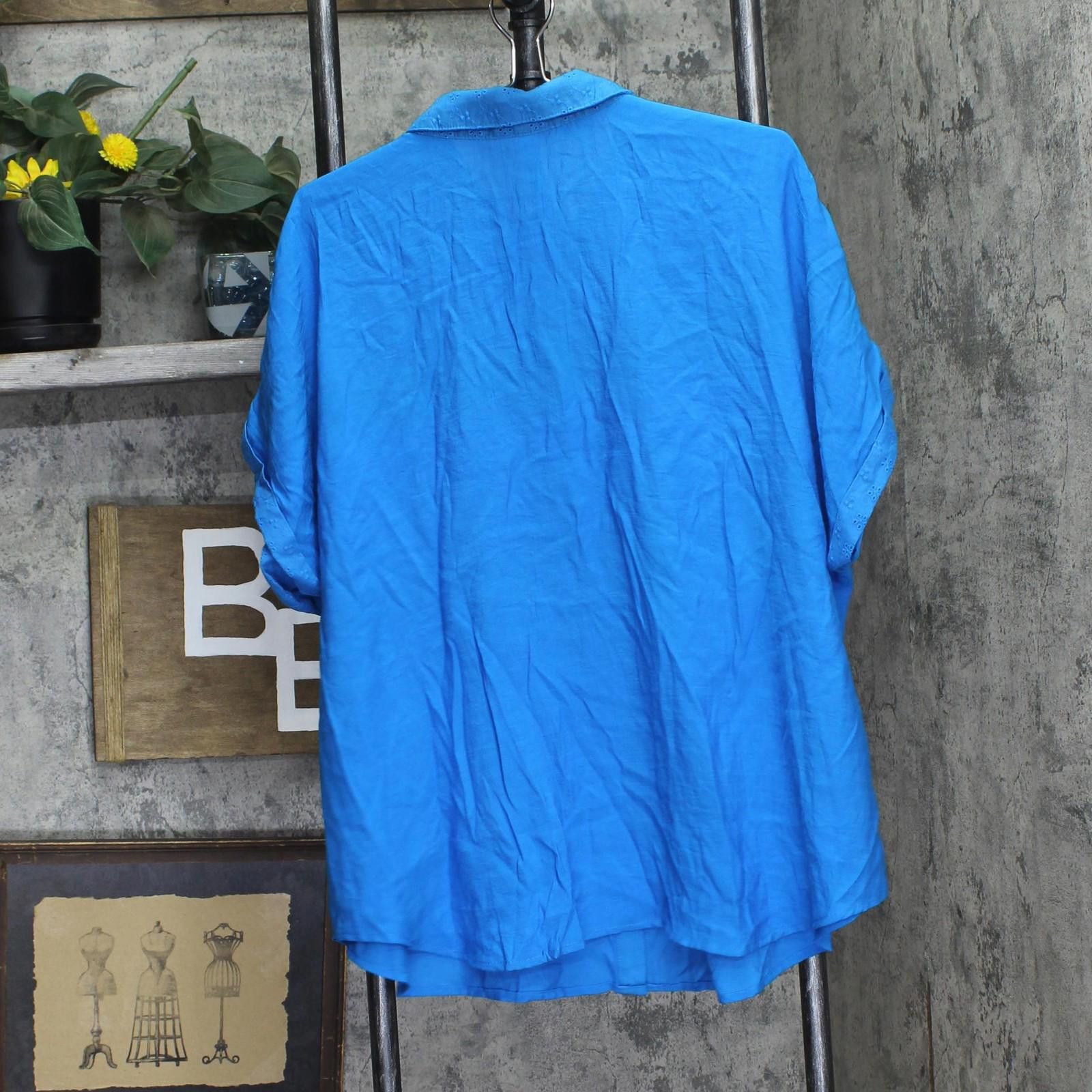 Other Ny Collection Short Extended Sleeve Blouse Wrju4719 Blue 3x Size 3XL / US 20-22 - 2 Thumbnail