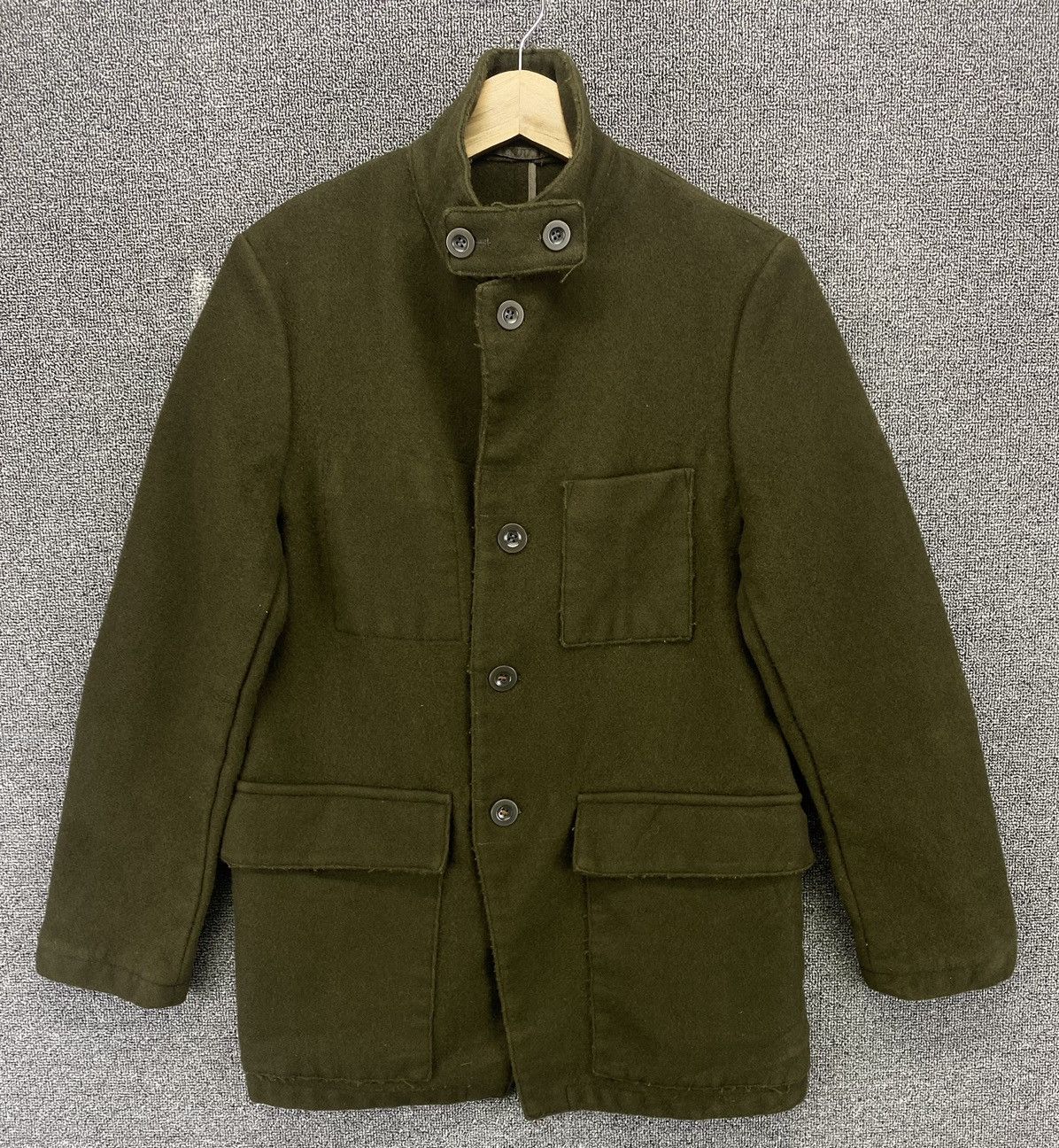 image of Vintage 291295 Homme Button Up Wool Jacket in Green, Women's (Size Medium)