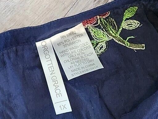 Designer Forgotten Grace Anthropologie Embroidered Tunic Top Plus 1x Size XL / US 12-14 / IT 48-50 - 3 Thumbnail