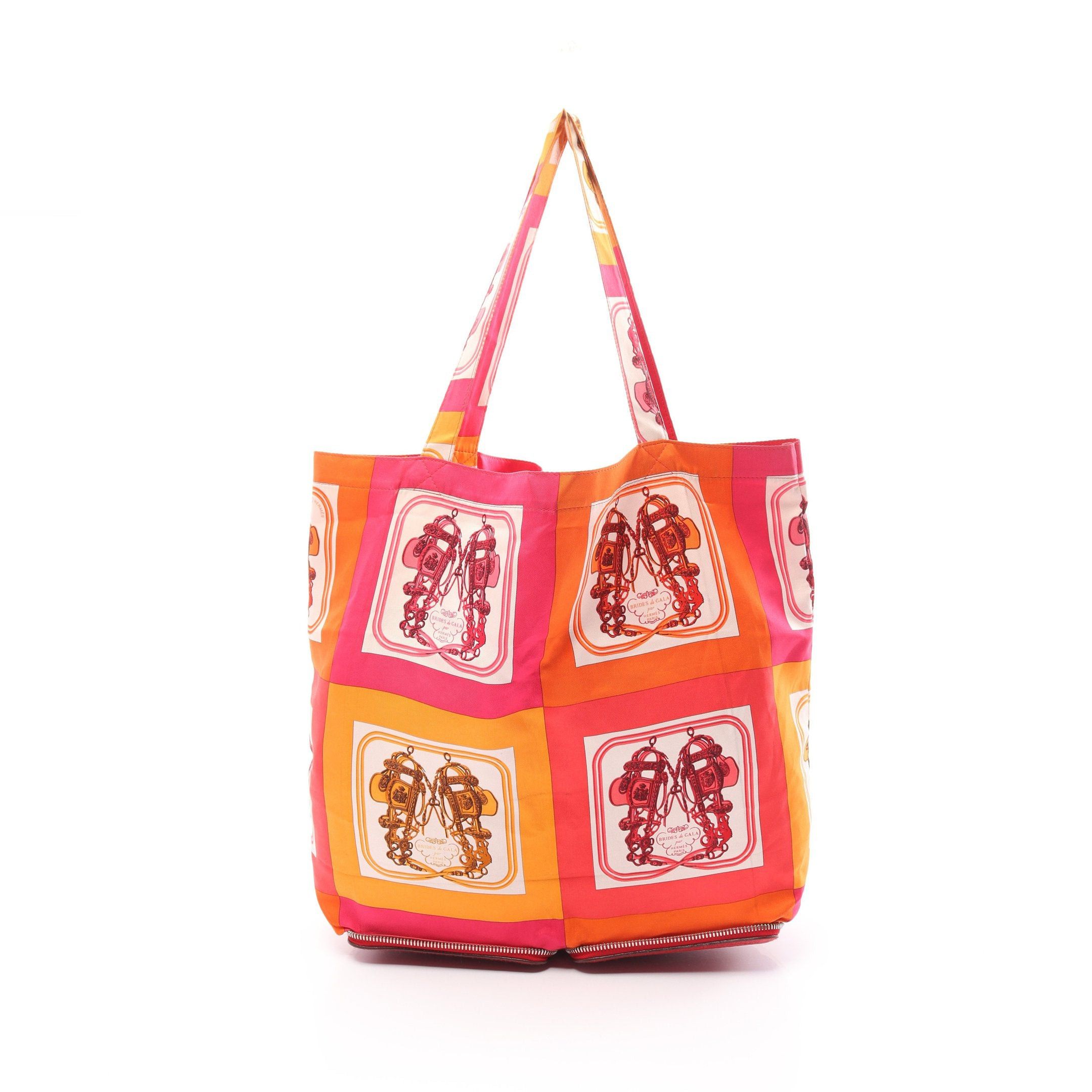 image of Hermes Silky Pop Brides De Gala Rouge Garance Shoulder Bag Tote Bag Buffalo Red Multicolor Silver H