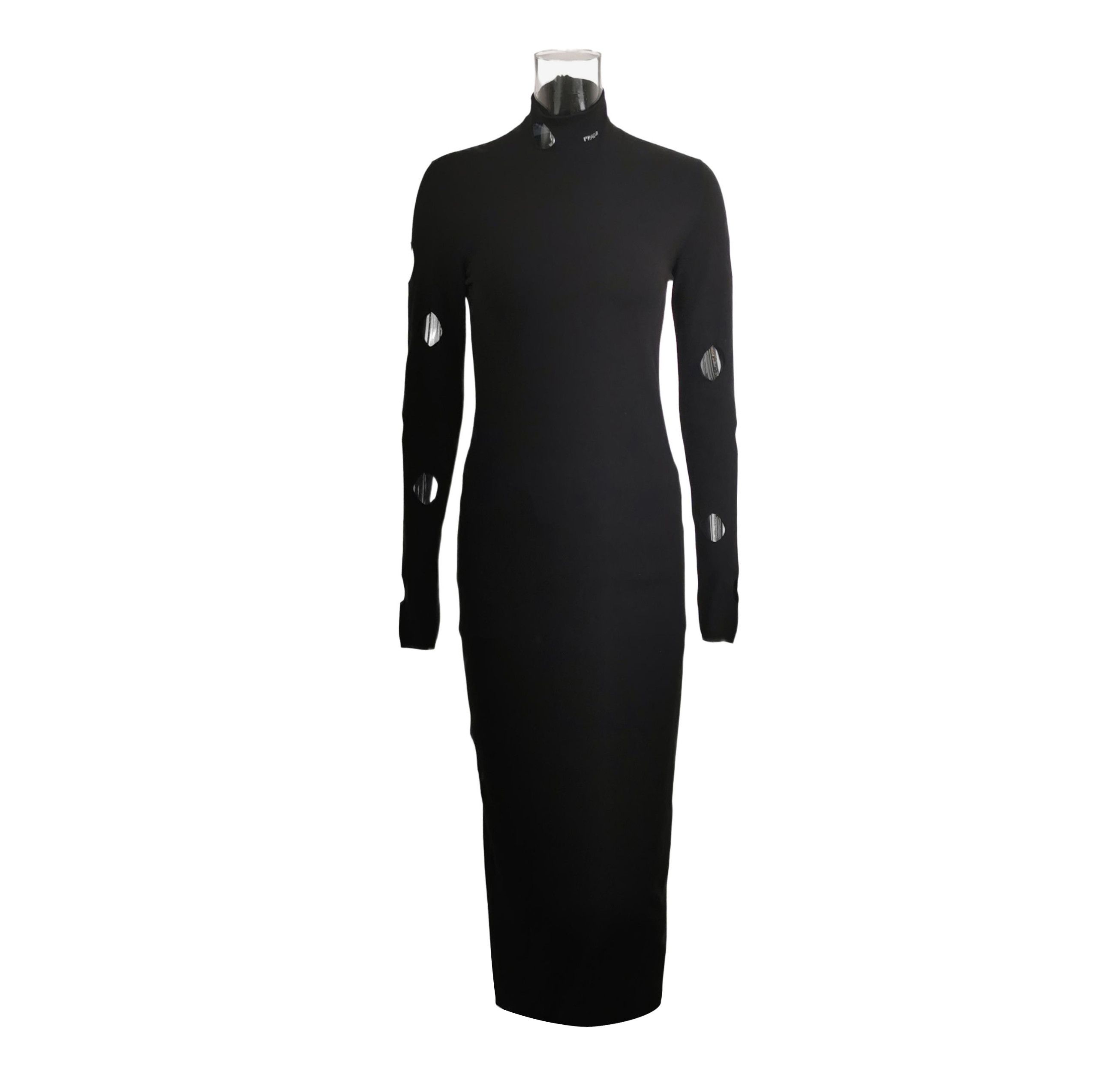 Prada Prada Black Hollow High Neck Dress Size 42 - dmc Size L / US 10 / IT 46 - 1 Thumbnail