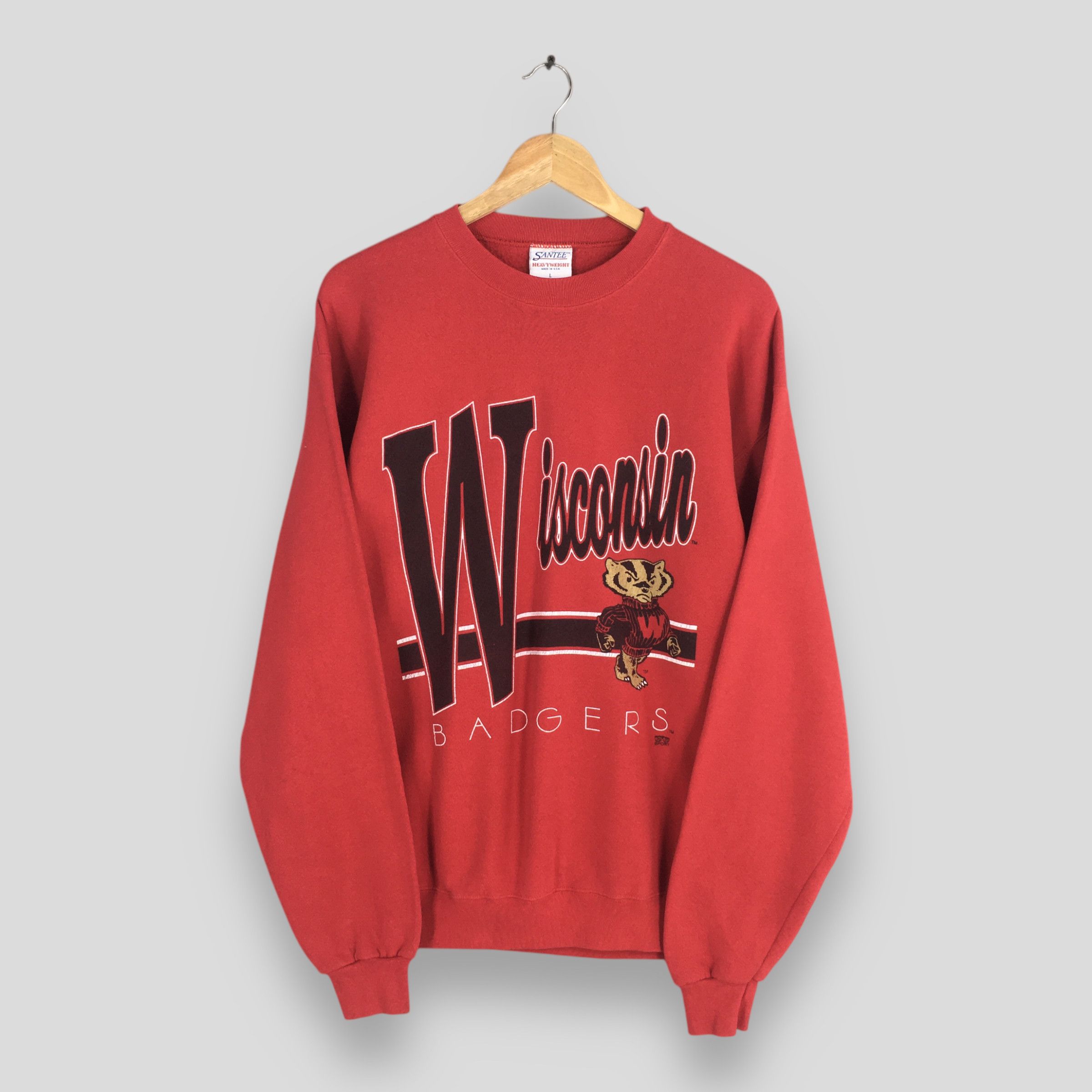 NCAA × Vintage Vintage Wisconsin Badgers NCAA Red Sweatshirt Large Size US L / EU 52-54 / 3 - 1 Thumbnail