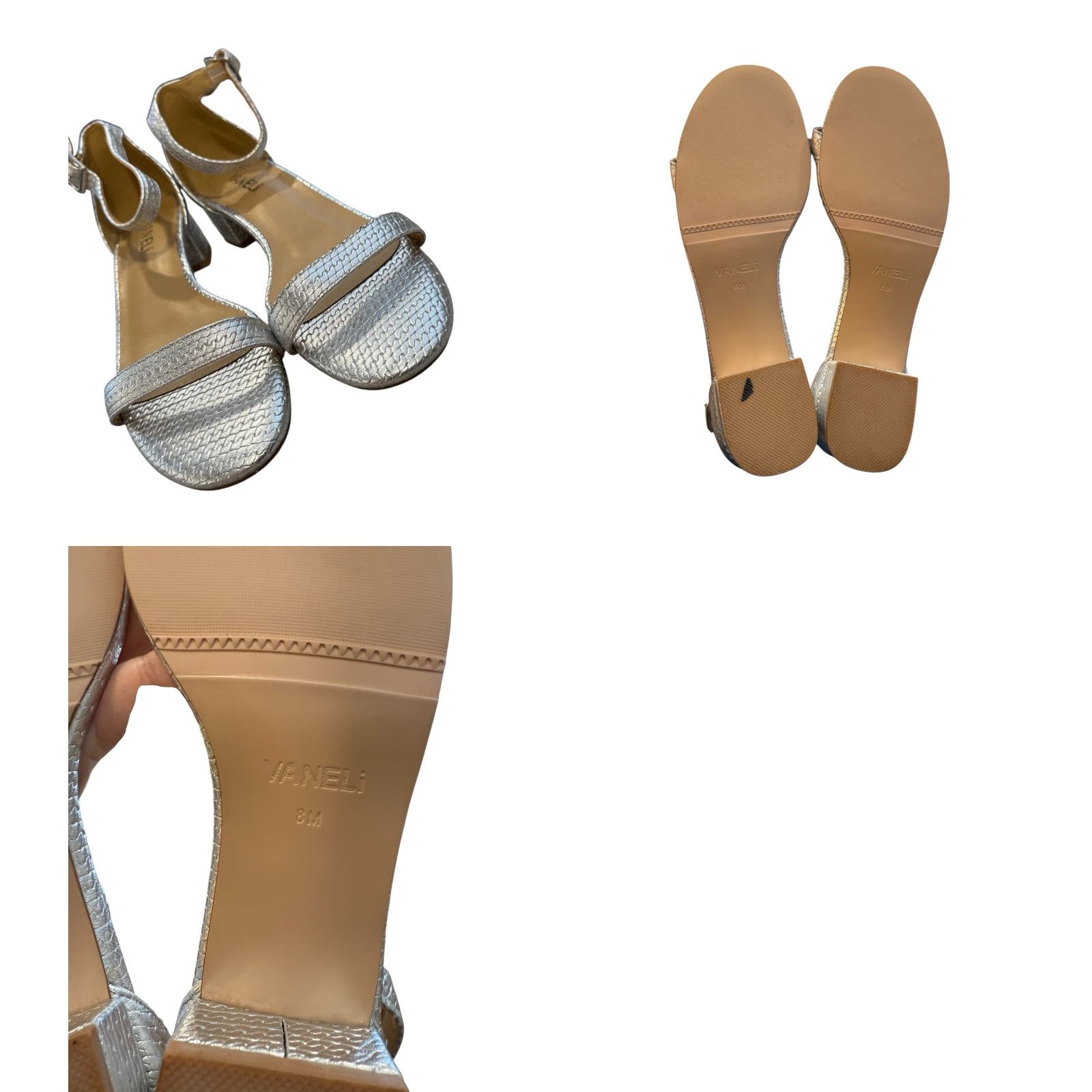 VANELI Vaneli Women’s Sandal Size 8 M Silver Ankle Strap Heels Dressy Strappy Leather Shoes Womens Size M / US 6-8 / IT 42-44 - 8 Thumbnail