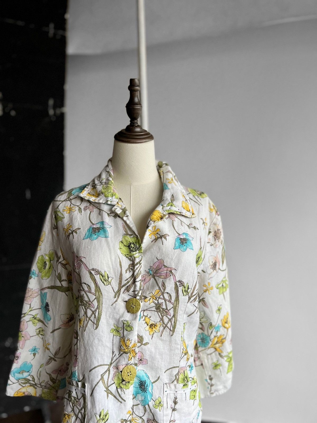 Elisa Cavaletti Elisa Cavaletti Linen Floral Lightweight Cardigan Jacket Size L / US 10 / IT 46 - 2 Thumbnail