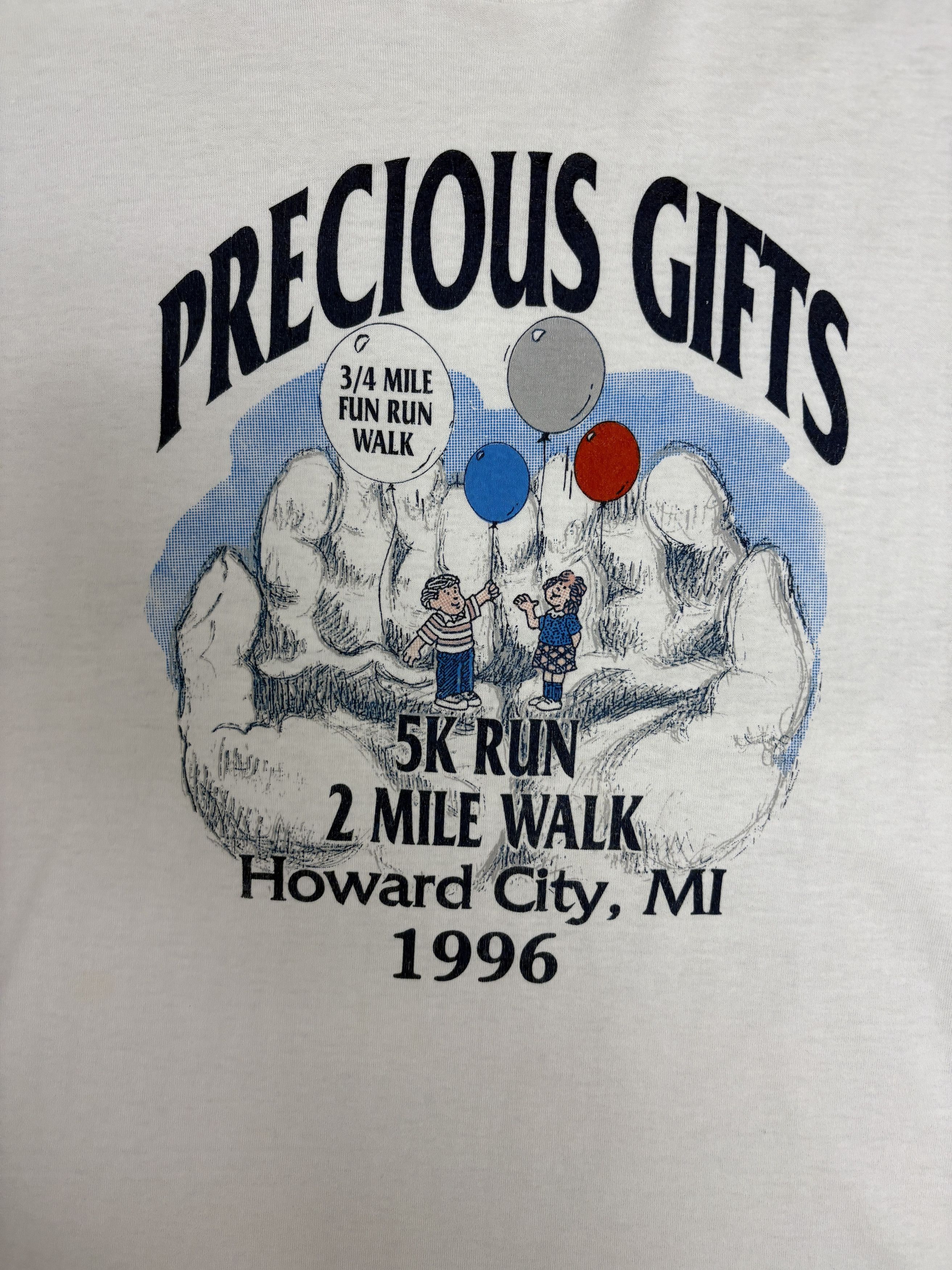 Vintage Precious Gifts Howard City 5K Vintage White T-Shirt Tee Size US L / EU 52-54 / 3 - 2 Thumbnail