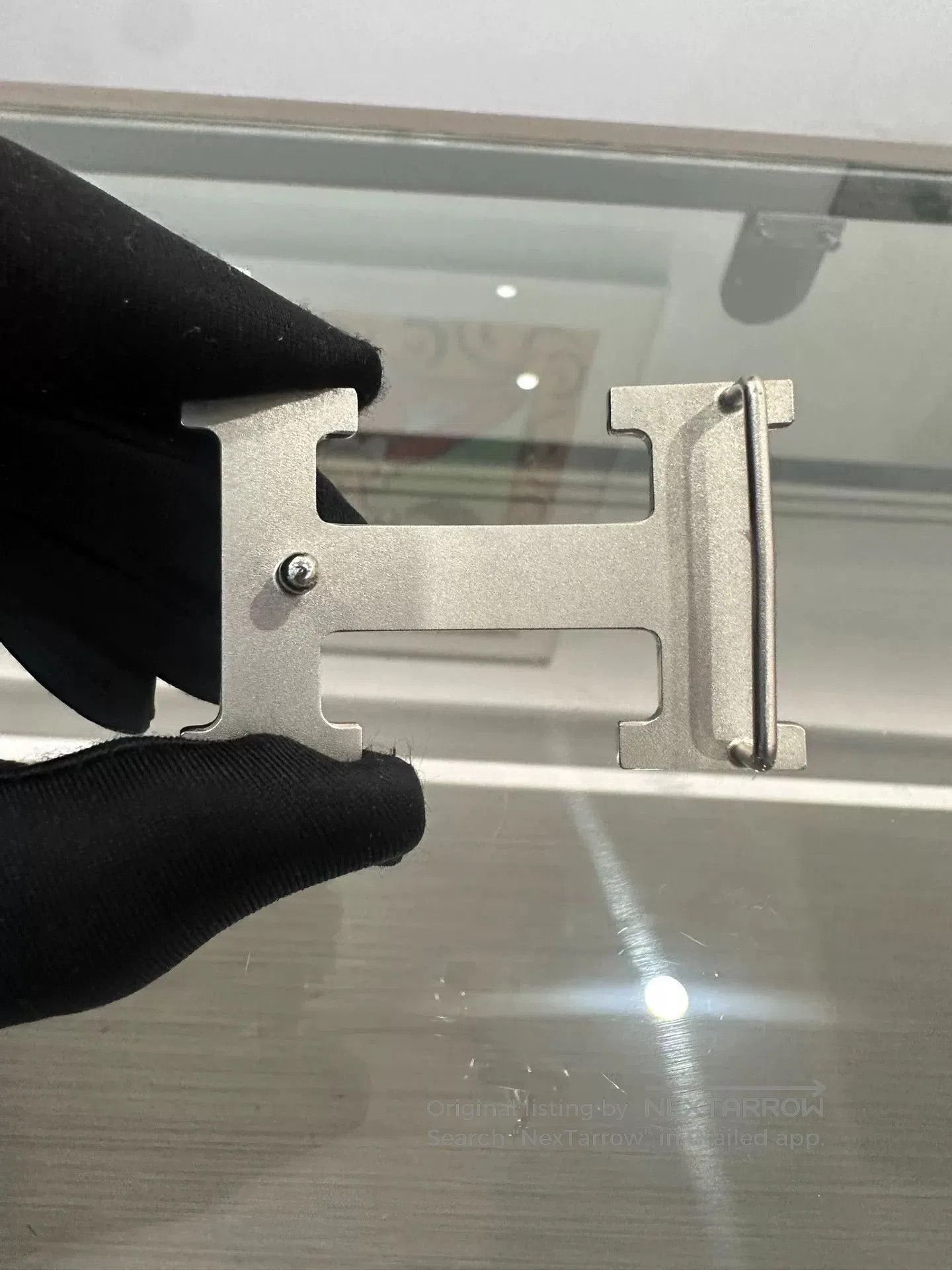 Japanese Brand Hermes Silver H-Buckle Belt. Size ONE SIZE - 4 Thumbnail