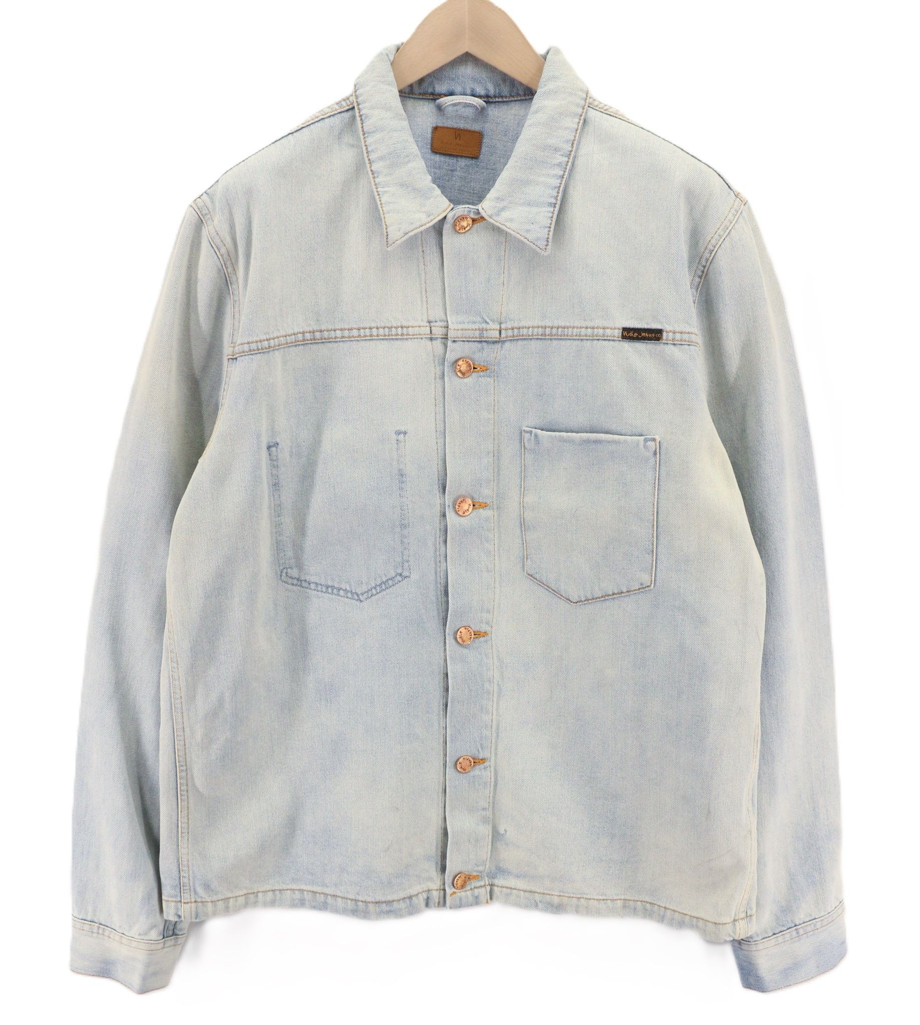 Nudie Jeans RONNY 2XL Denim Ocean Washed Spread Logo Jacket 80751 Size US XXL / EU 58 / 5 - 1 Thumbnail