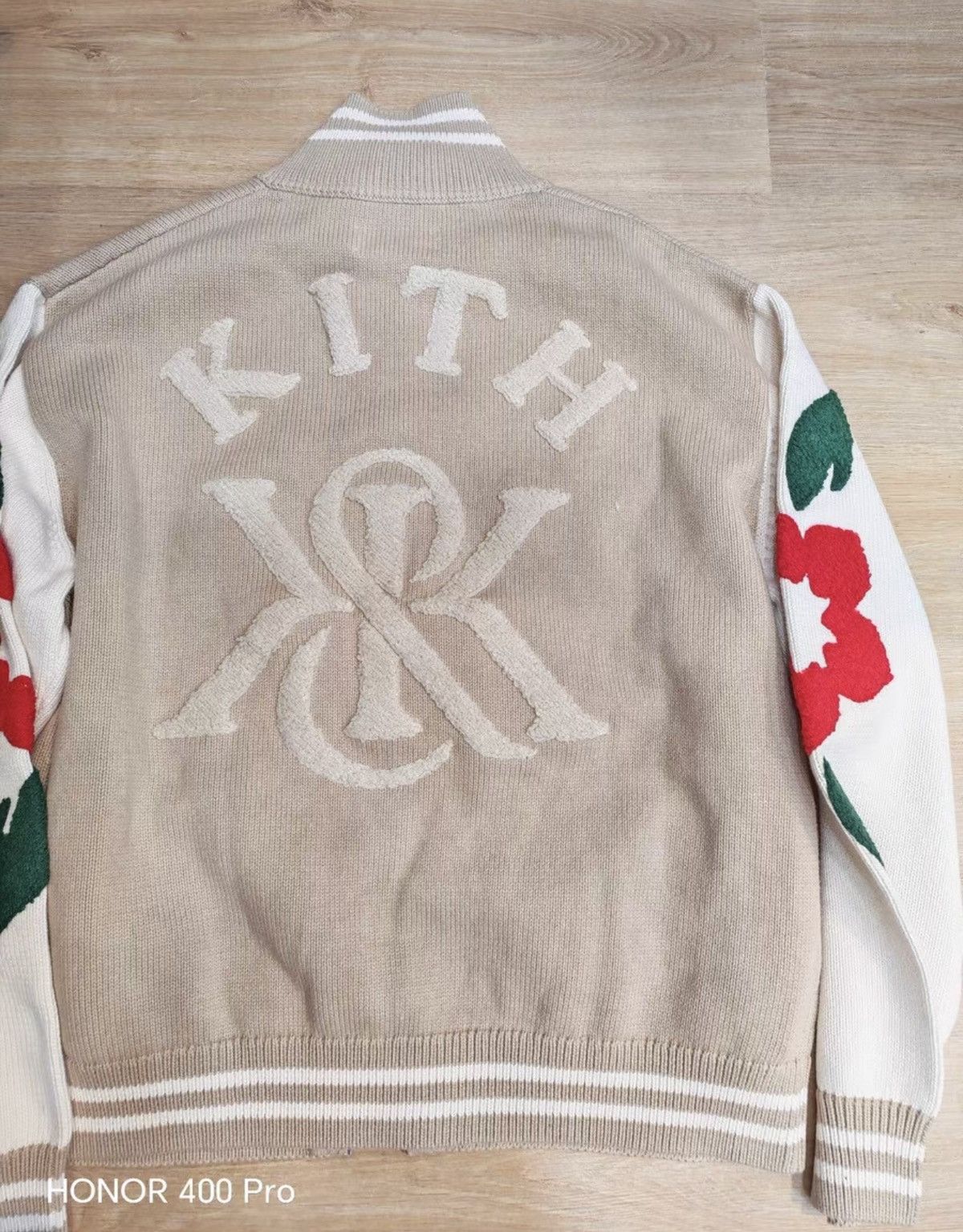 Kith KITH beige floral embroidered zip-up knit jacket, Size US XL / EU 56 / 4 - 2 Thumbnail