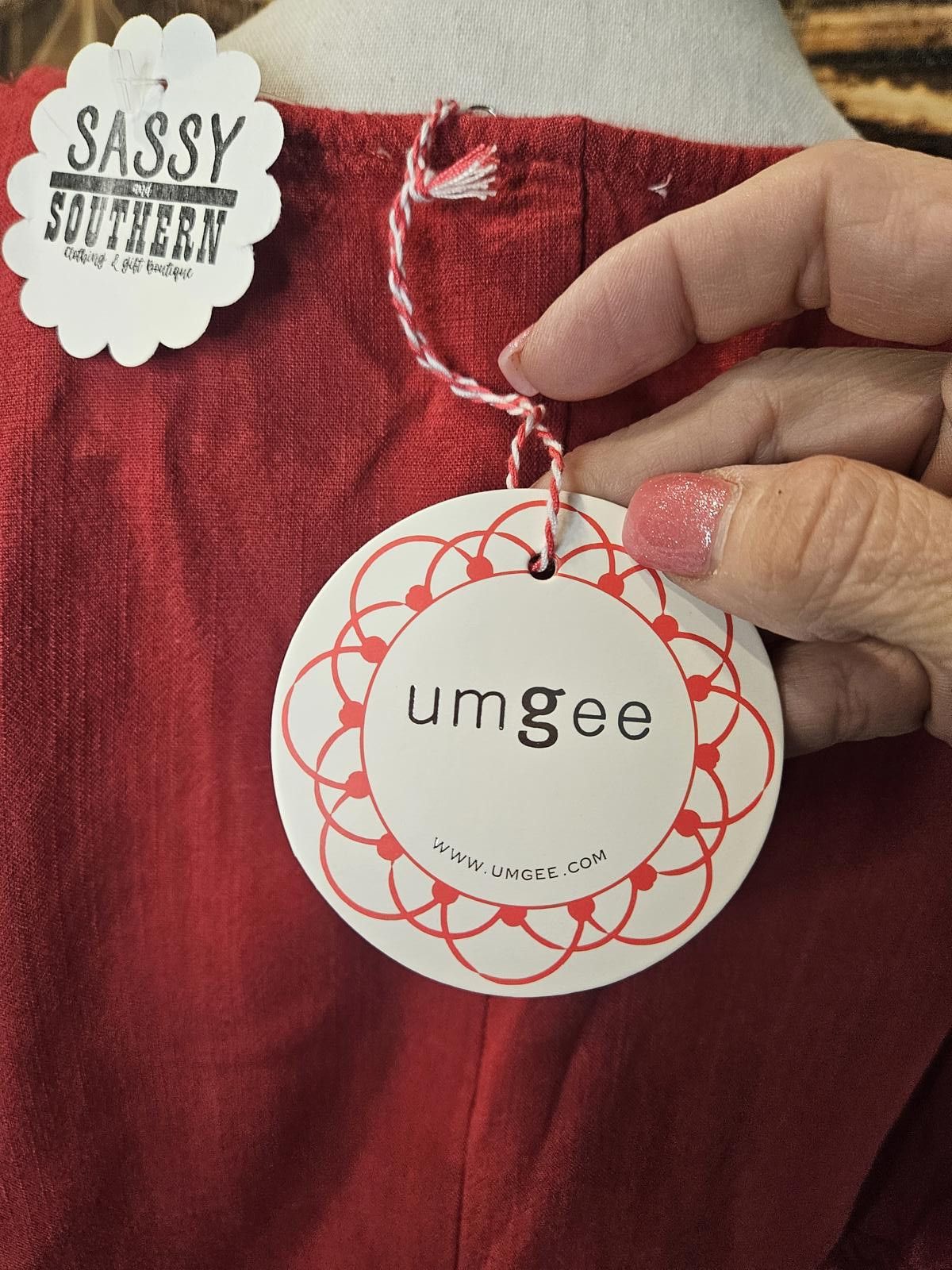 Designer Umgee Sassy Stuff Women’s Casual Frill Dress - Rust Red Size L / US 10 / IT 46 - 6 Thumbnail