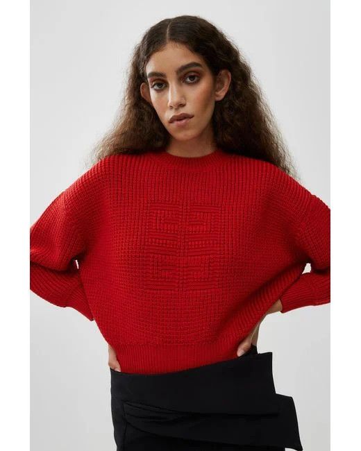 Givenchy o1srvl11e0725 4G Jacquard Sweater in Red Size L / US 10 / IT 46 - 2 Thumbnail