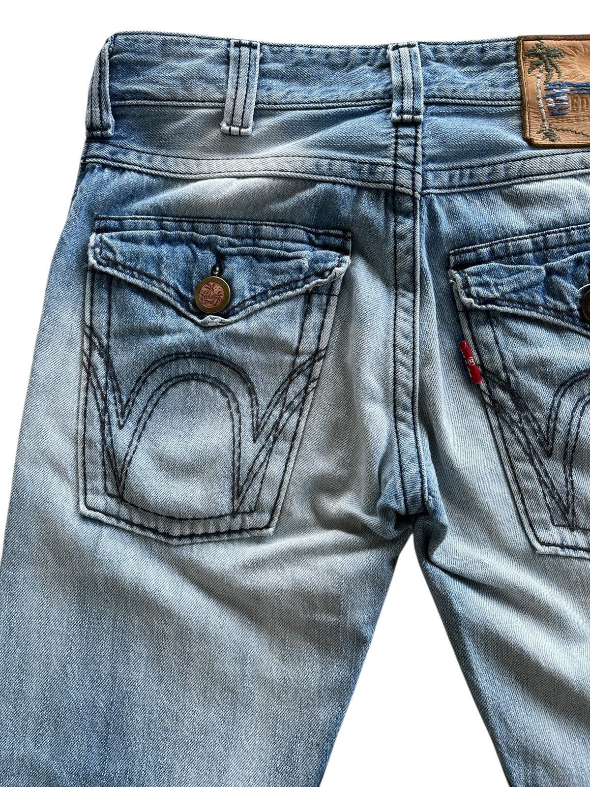 Vintage Vintage Edwin Blue Trip Distressed Flare Denim Size US 32 / EU 48 - 9 Thumbnail