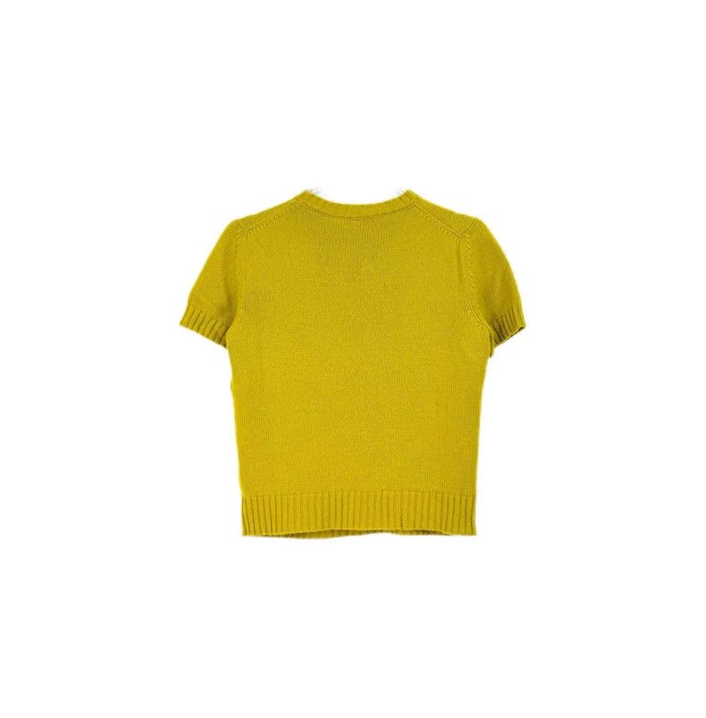 Dior Dior Size 38 Light yellow five-pointed cashmere short-slee Size US XS / EU 42 / 0 - 2 Thumbnail