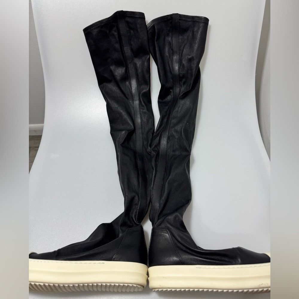 Rick Owens Rick Owens Leather Over-The-Knee Stocking Boots Black Women’ Size US 9 / IT 39 - 3 Thumbnail