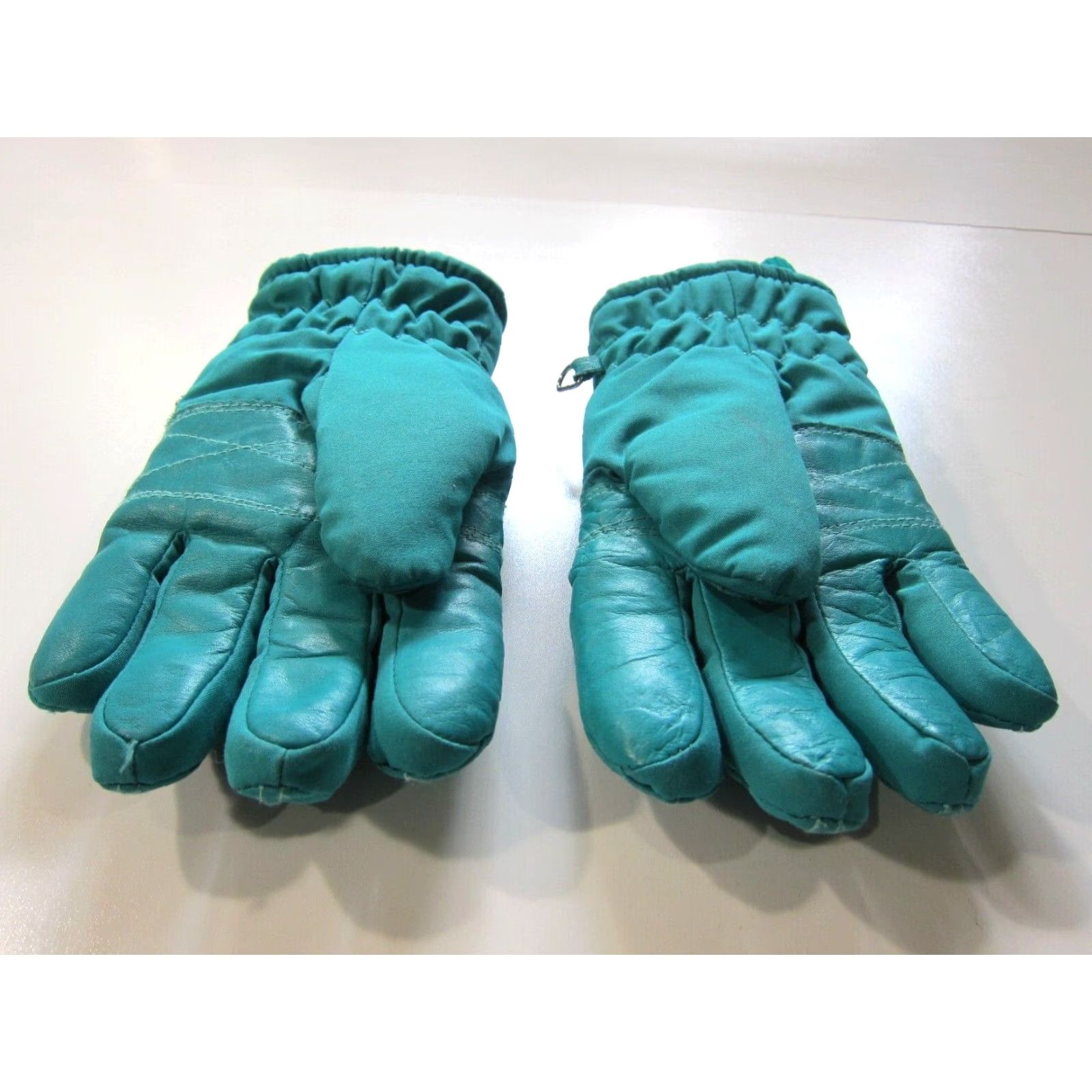 Vintage VINTAGE Saranac Glove Snow Ski Leather Green Small Moisture Lock Teal Turquoise Snow Glove Women? Size ONE SIZE - 3 Thumbnail