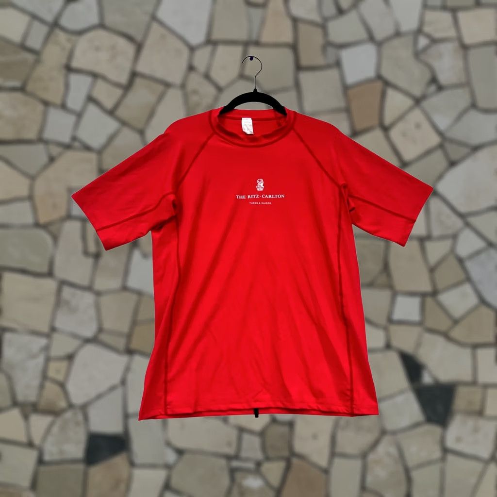 Vintage The Ritz-Carlton Turks & Caicos Red Shirt S Womens Regular Short Sleeve Logo Print Nylon Spandex Size S / US 4 / IT 40 - 1 Thumbnail
