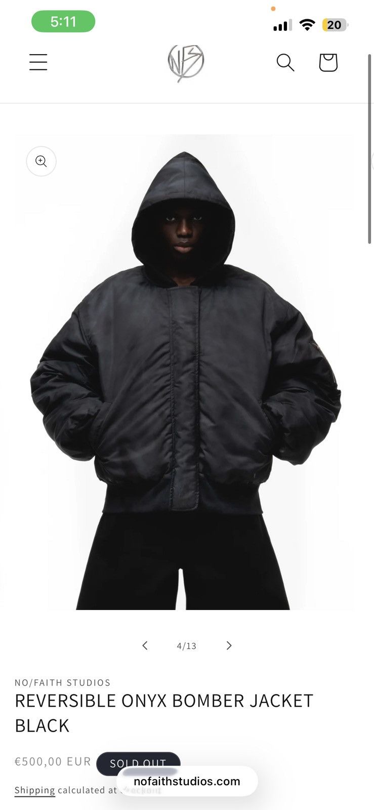No Faith Studios NO/FAITH STUDIOS REVERSIBLE ONYX BOMBER JACKET Size US XL / EU 56 / 4 - 5 Thumbnail