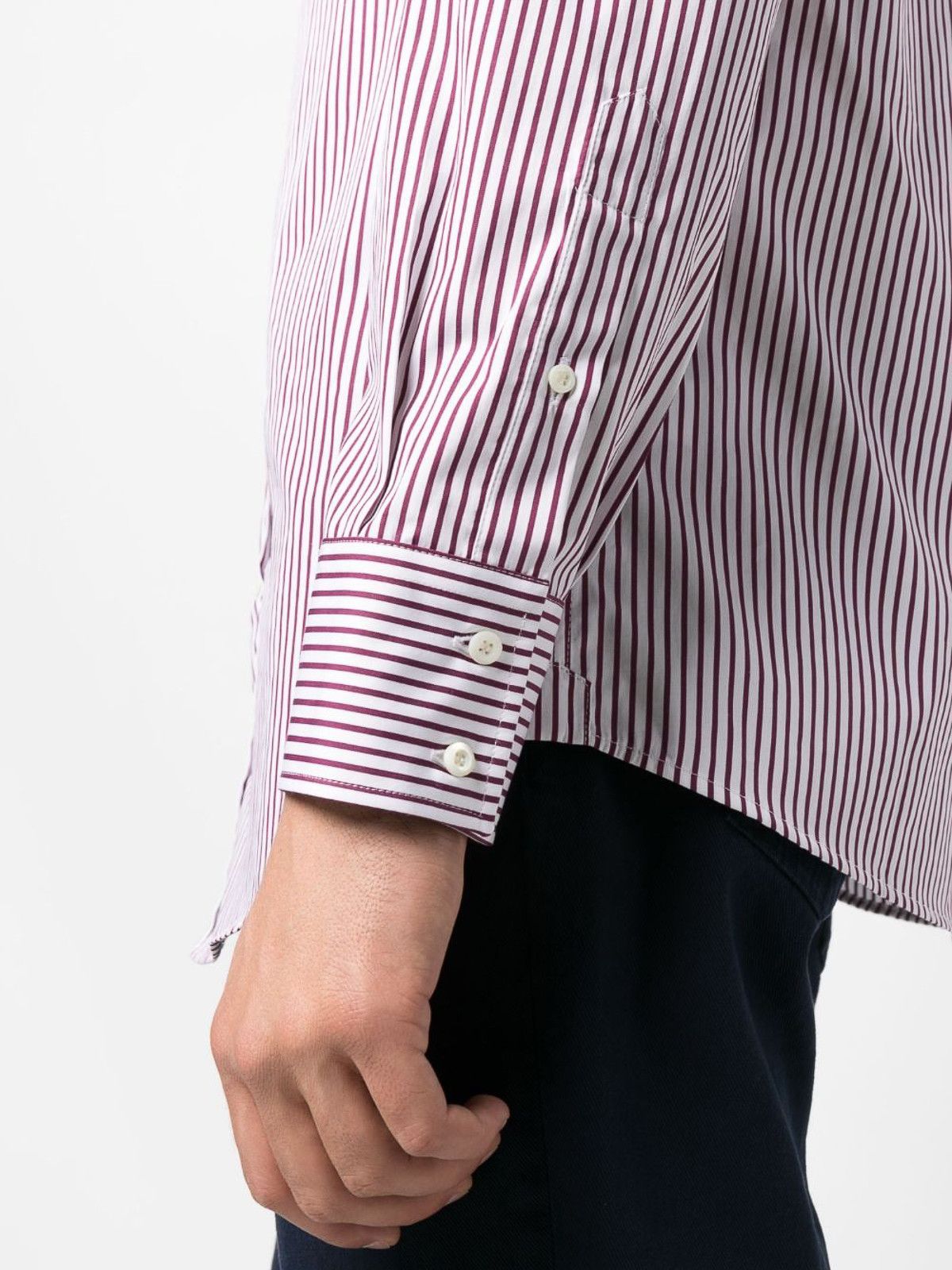 Brunello Cucinelli o1y0526 Striped Shirt in Plum/White Size US S / EU 44-46 / 1 - 3 Thumbnail